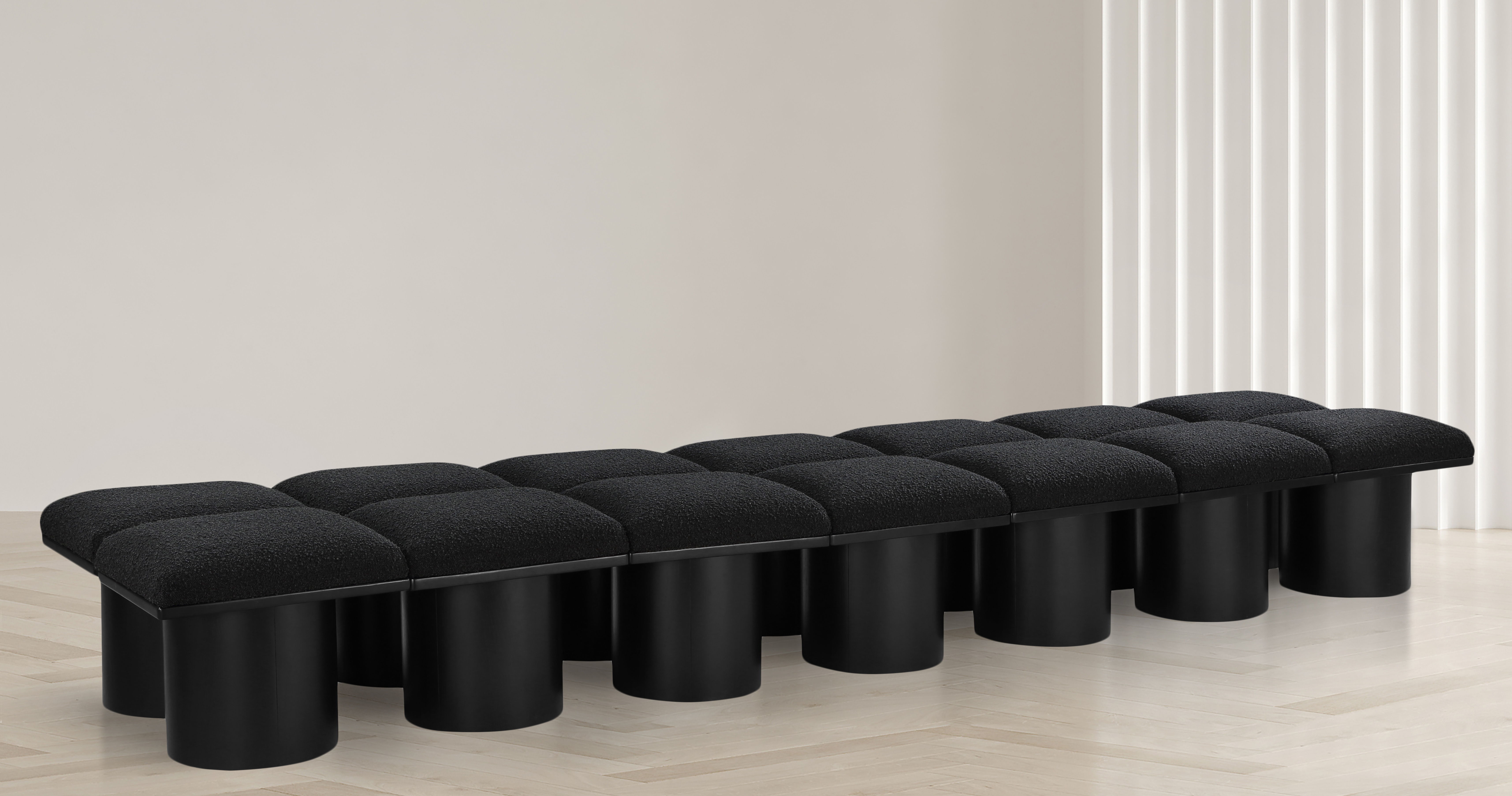 Pavilion - 126" 14 Piece Modular Bench With Black Base - Black