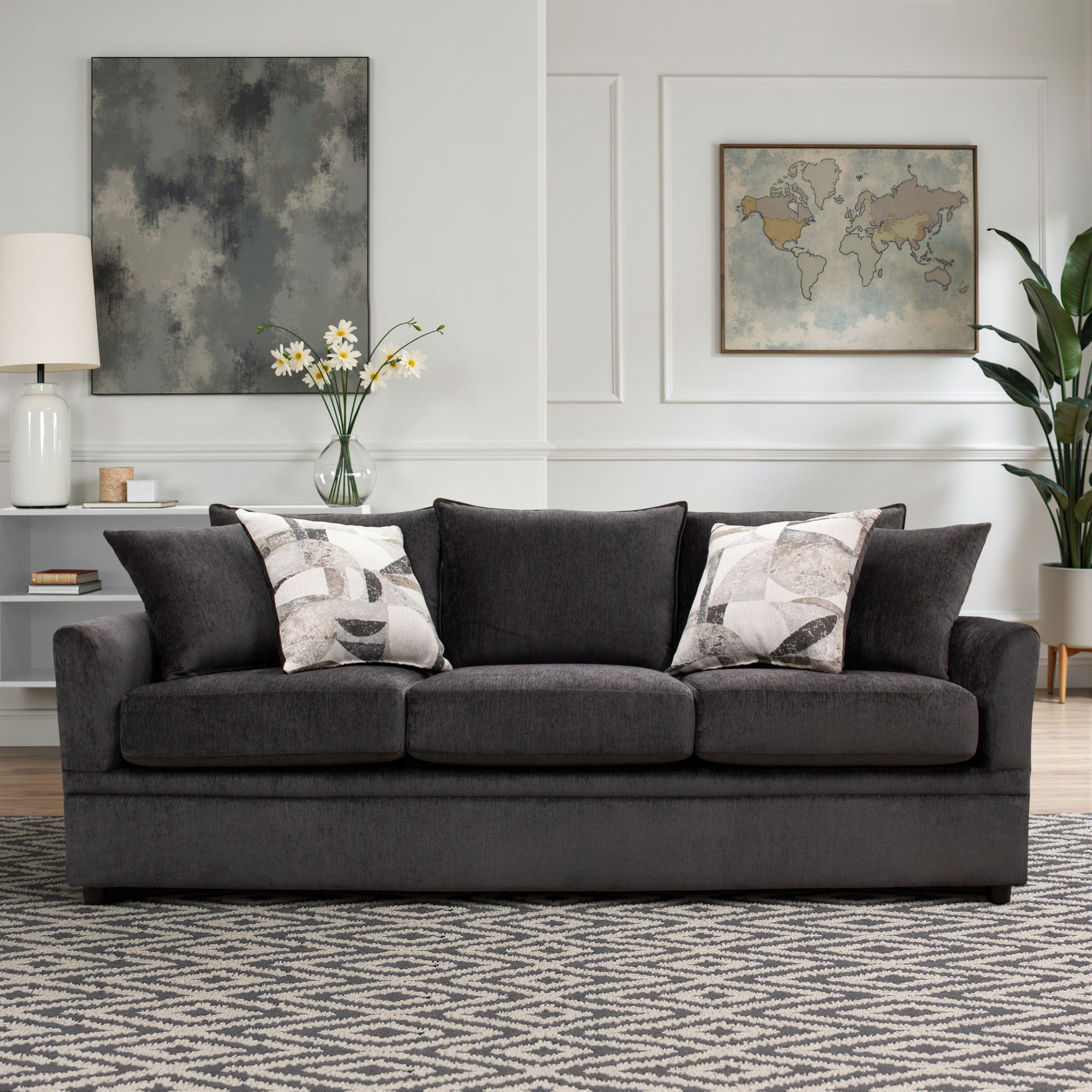 Sylvie - Sofa With 4 Accent Pillows - Lush Mink Gray, dark gray, view 6