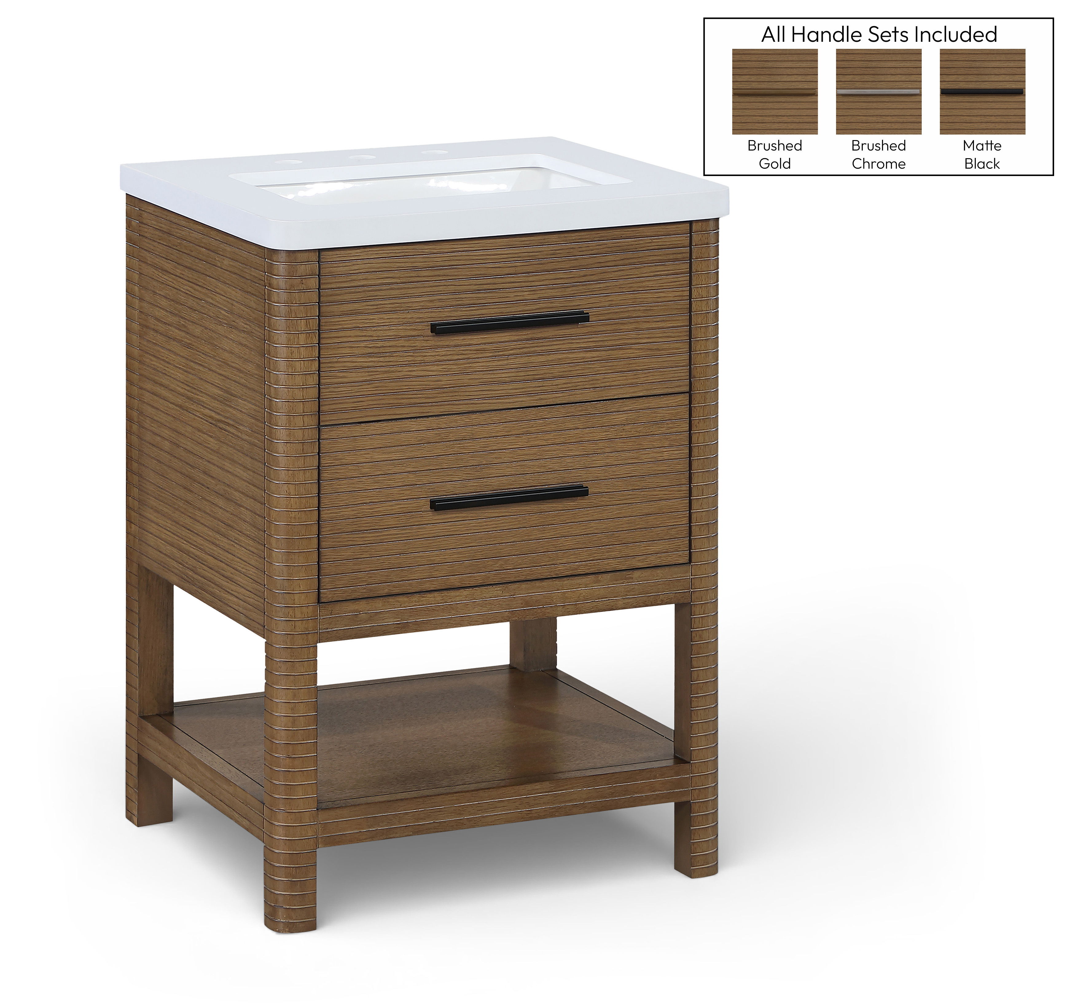 Oakwell - 24'' Bathroom Vanity - Brown / White