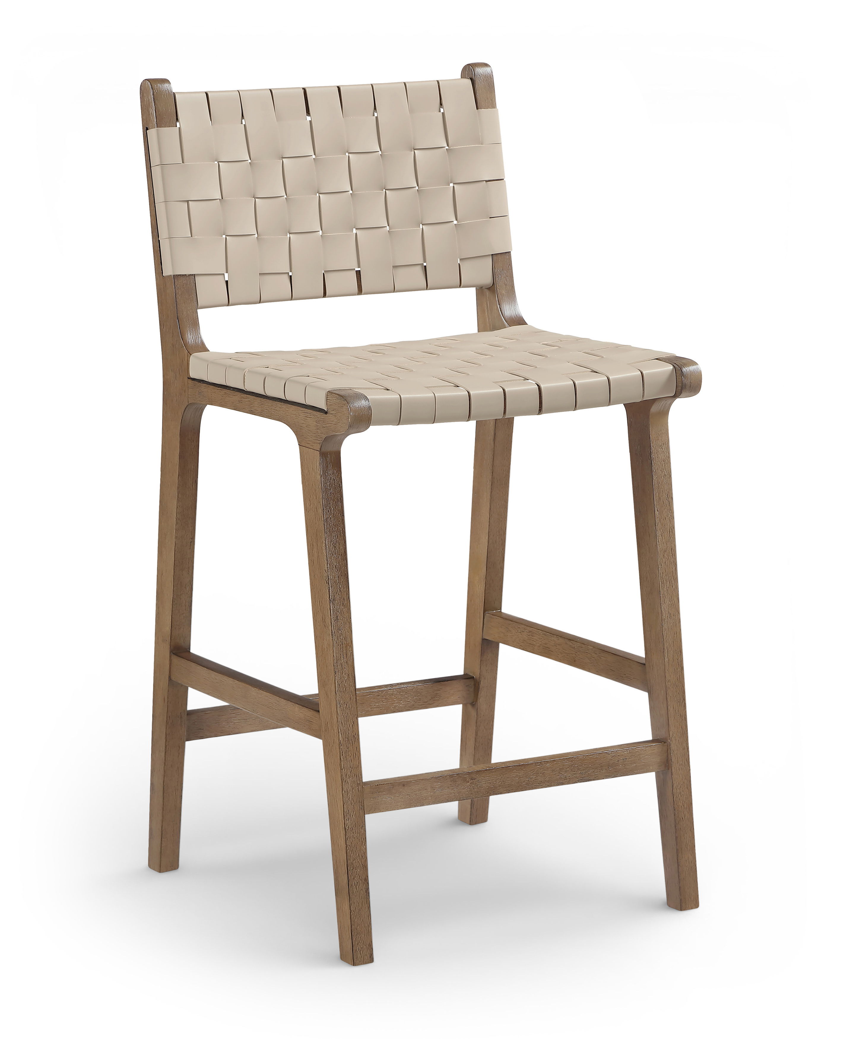 Entwine - Vegan Leather Upholstered Counter Stool - Beige / Painted Brown