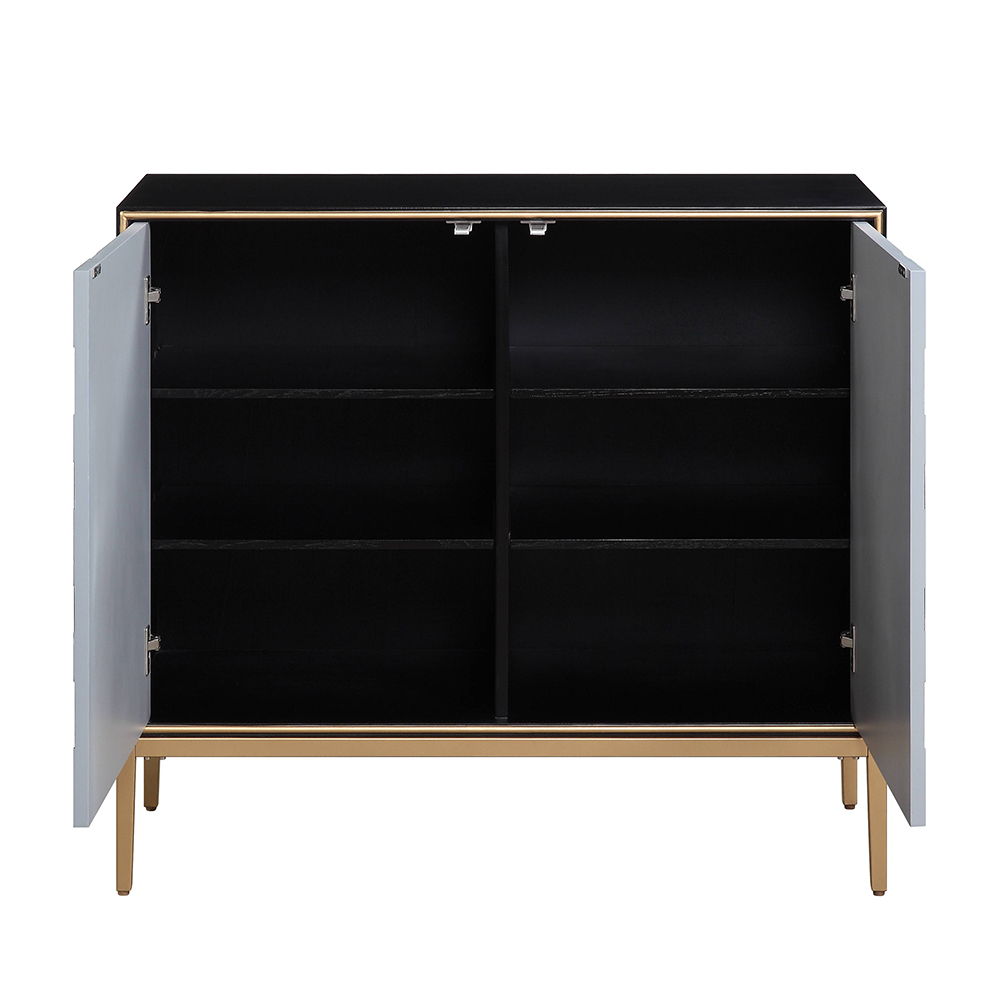 Quilla - Console Cabinet - Black, Gray & Brass, dark gray, view 3