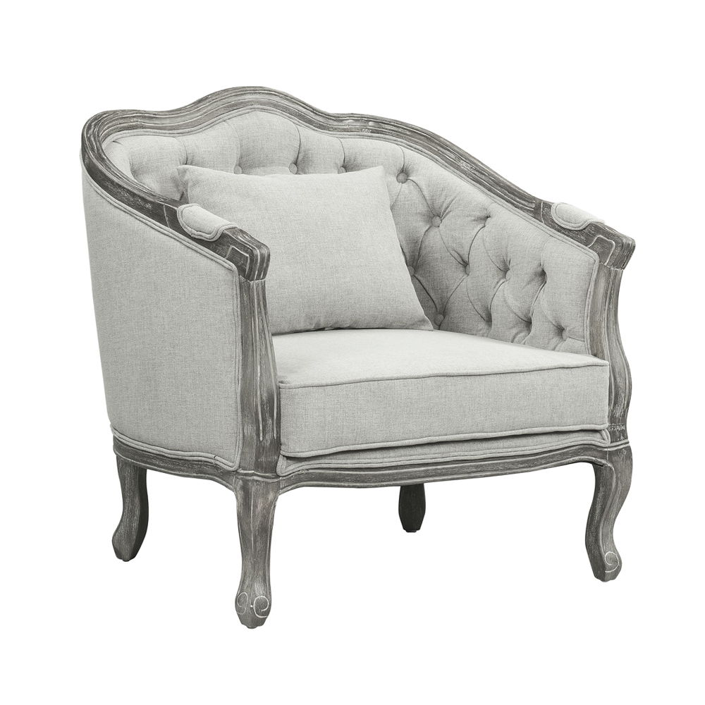 Samael - Chair With Pillow - Gray Linen & Gray Oak, light gray, view 2