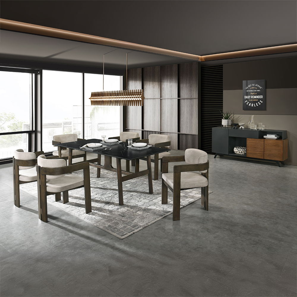 Destin - Dining Table - Sintered Stone & Walnut, black, view 5