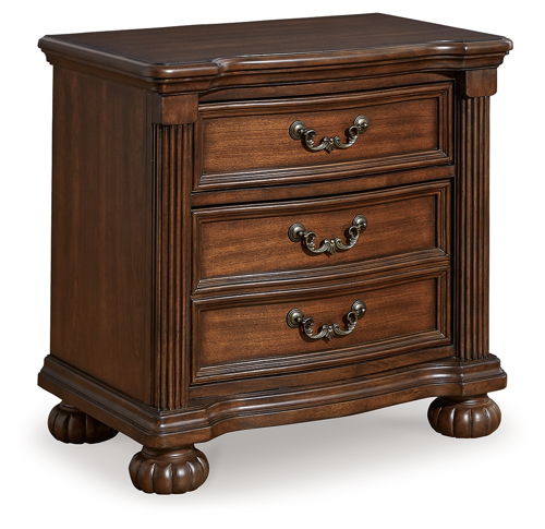 Lavinton - Three Drawer Night Stand - Brown, dark brown