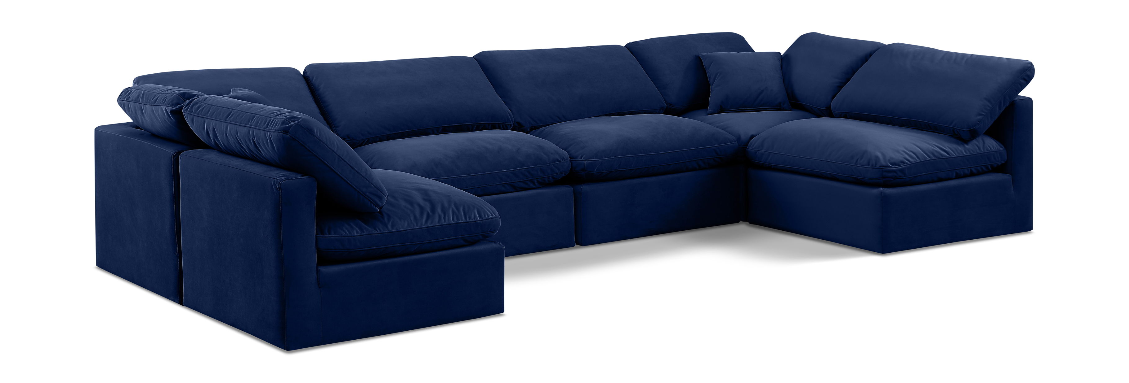 Indulge - Velvet 6 Piece Modular U-Shaped Sectional - Blue