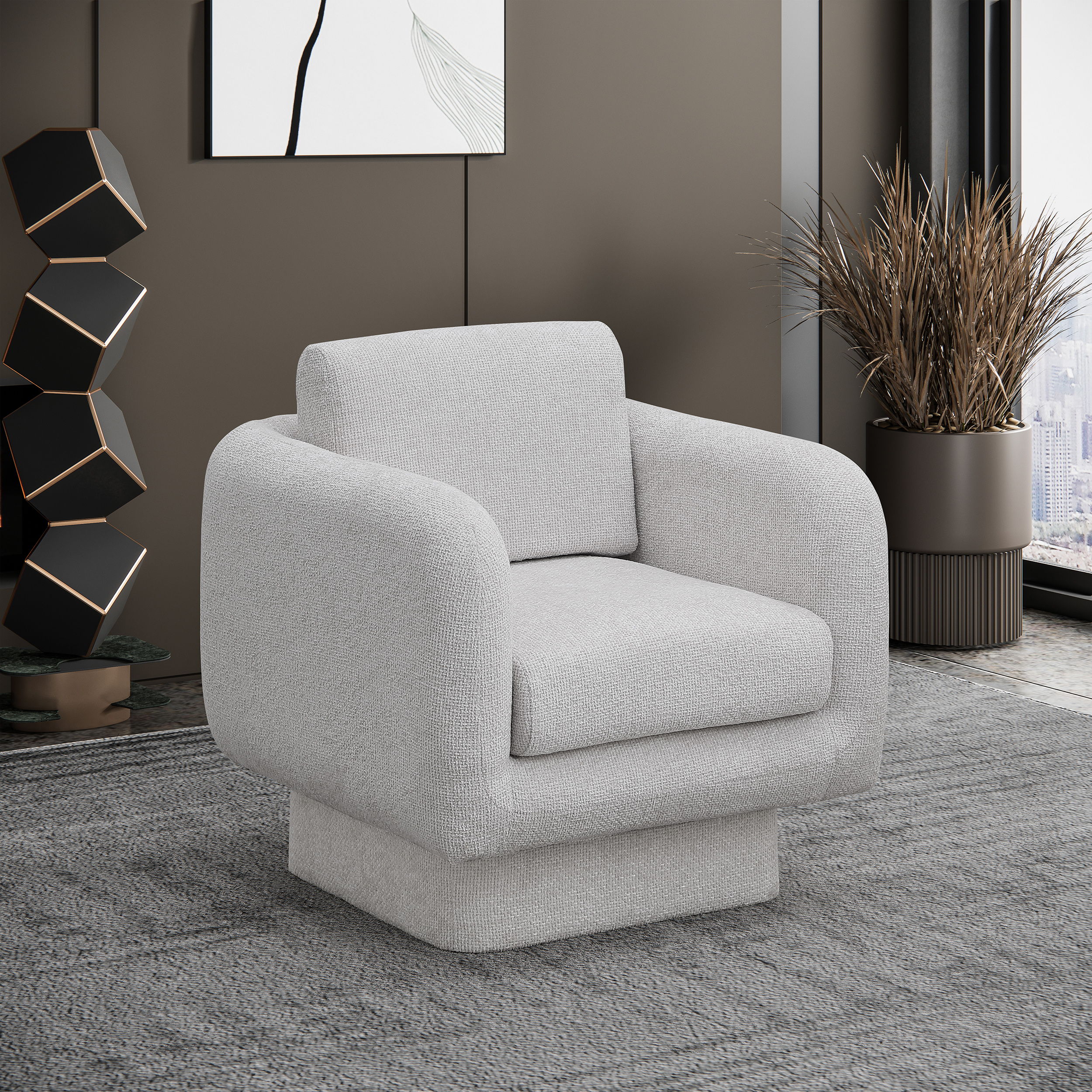 Alessandra - Swivel Accent Chair - Cream