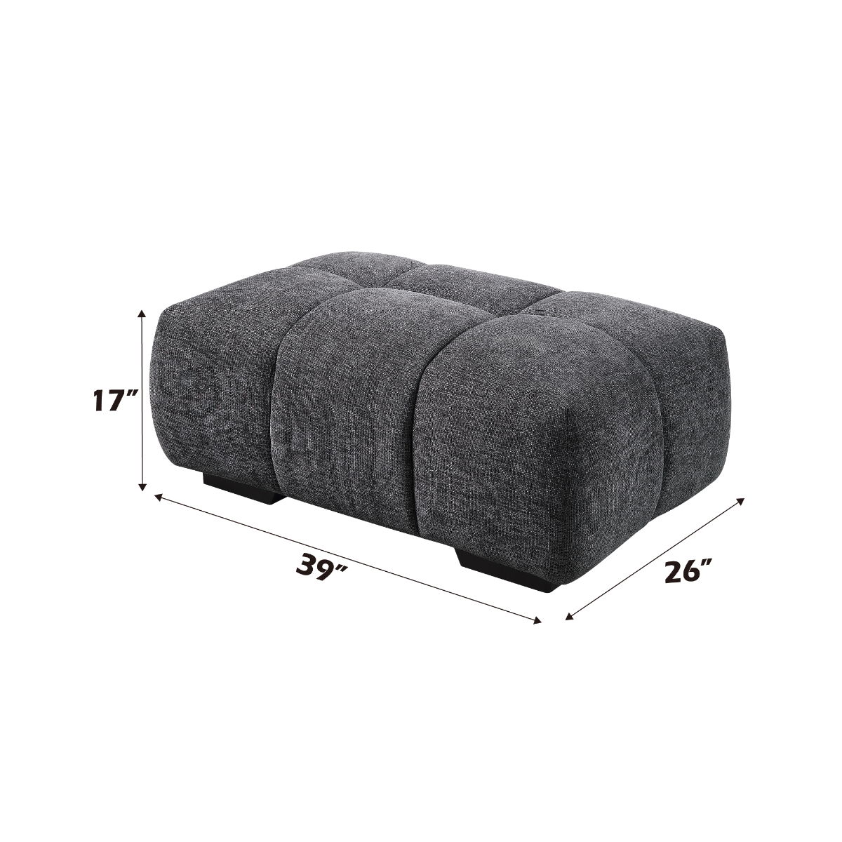 Chosen - Ottoman - Gray Chenille, dark gray, view 7