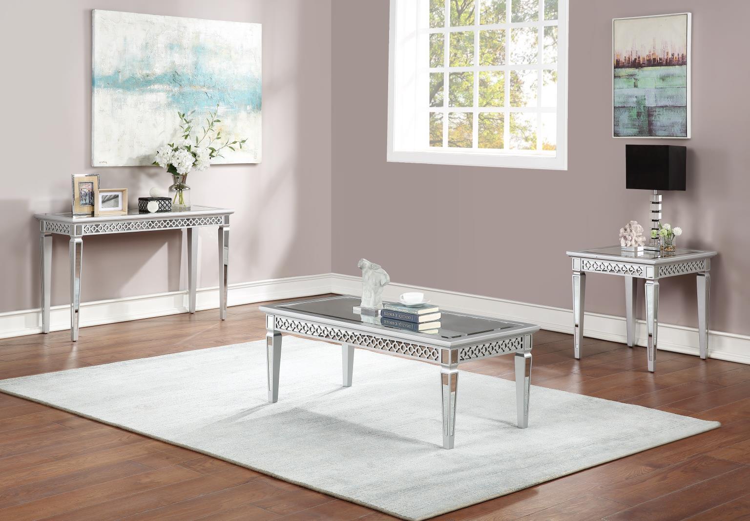 T035 - Mirrored End Table - Silver