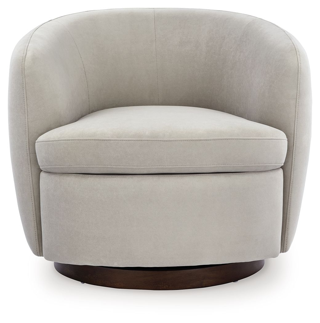 Ashley Furniture Annbury - Swivel Accent Chair - Light Beige - Image 3