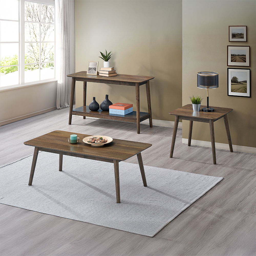 Lamonte - Sofa Table With Shelf - Walnut, dark brown
