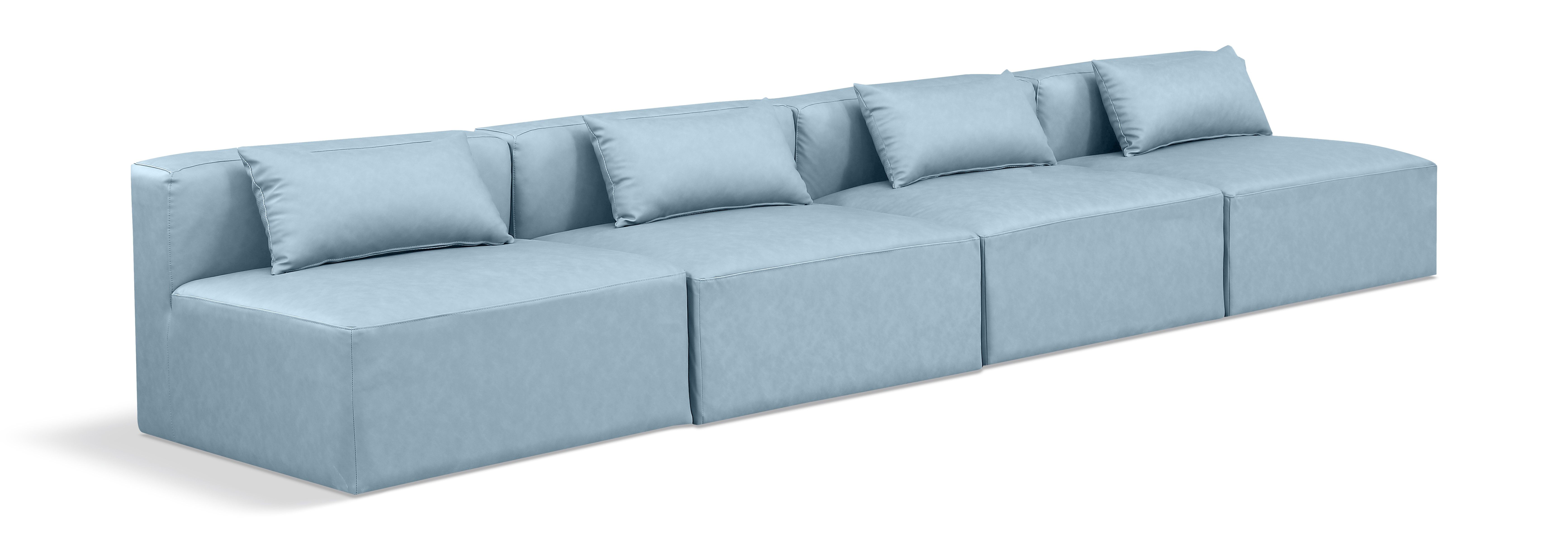 Cube - Modular 4 Seat Armless Sofa - Light Blue