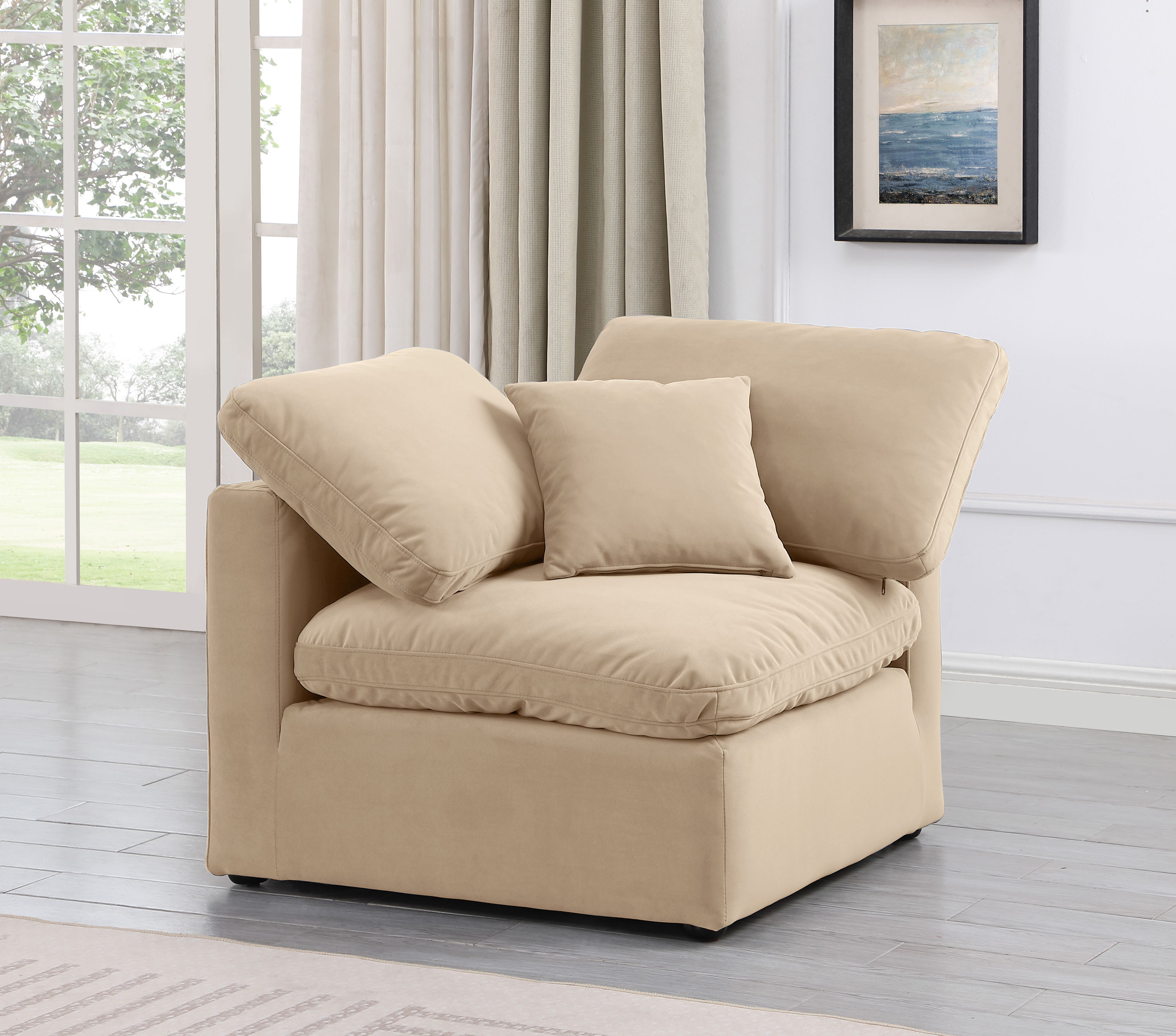 Indulge - Velvet Corner Chair - Beige