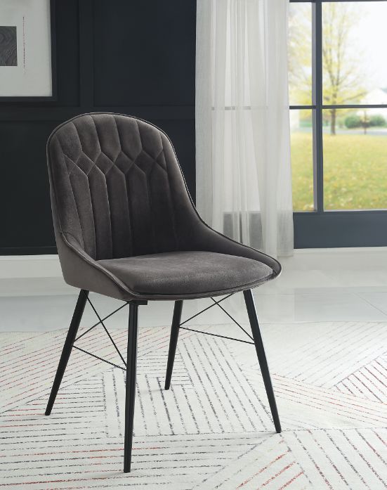 Abraham - Side Chair (Set of 2) - Dark Gray Fabric & Black, dark gray, view 4