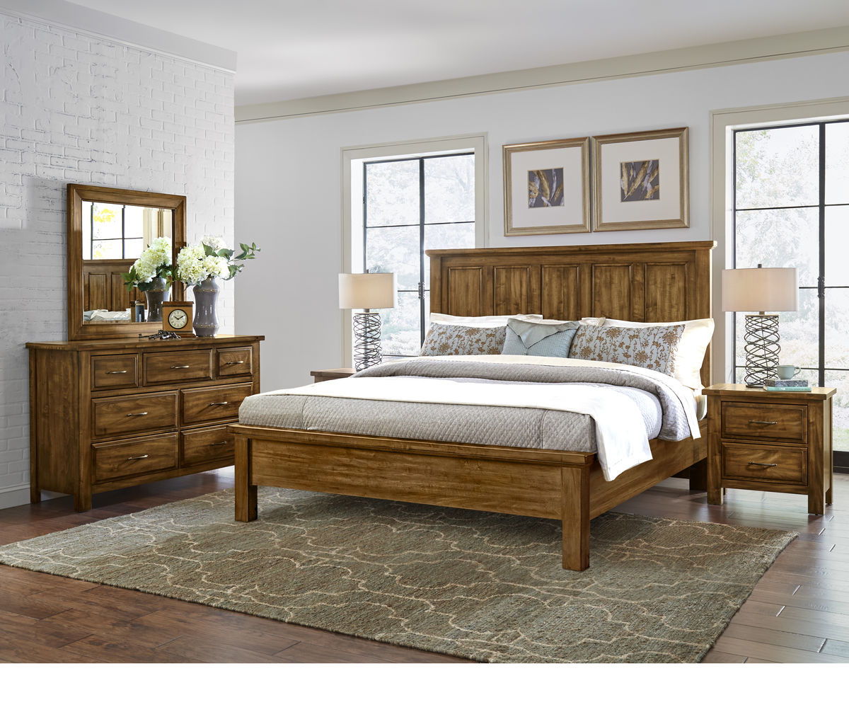Vaughan-Bassett Maple Road - King Mansion Bed With Low Profile Footboard - Antique Amish
