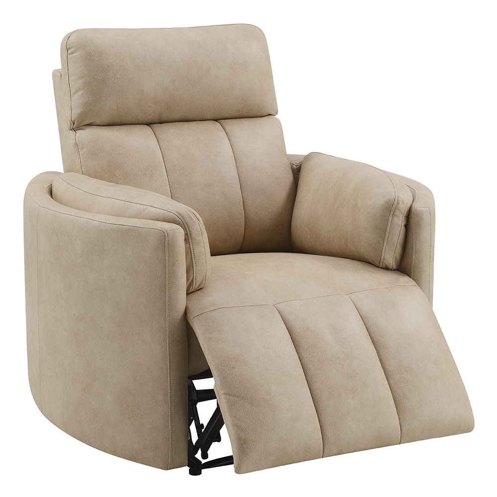 Elison - Motion Glider Recliner With Swivel - Dark Beige Polish Microfiber, beige, view 3