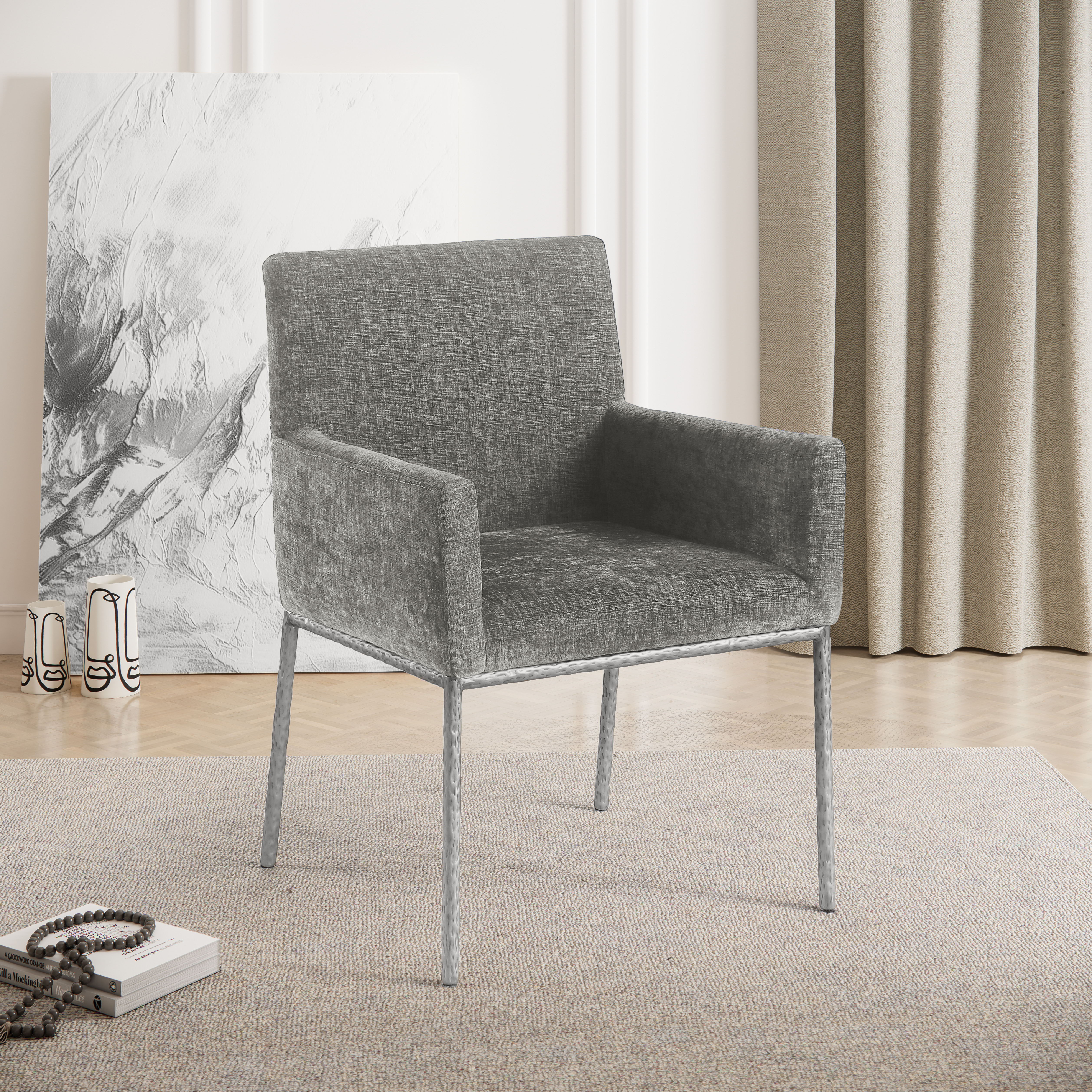 Reeves - Dining Chair With Silver Legs (Set of 2) - Gray