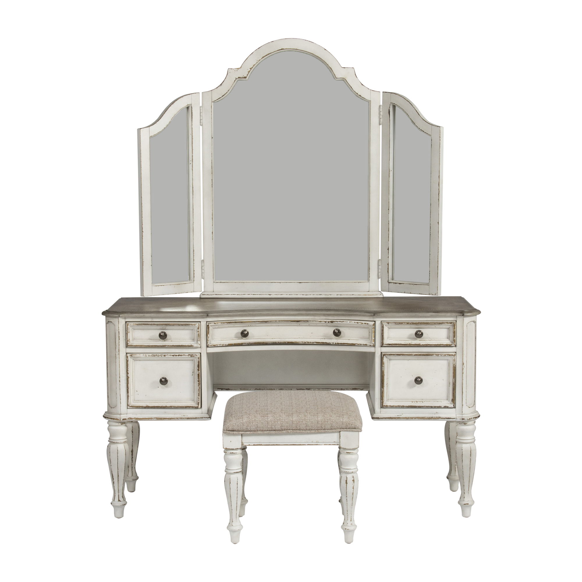 Liberty Furniture Magnolia Manor - 3 Piece Vanity Set - Antique White Base