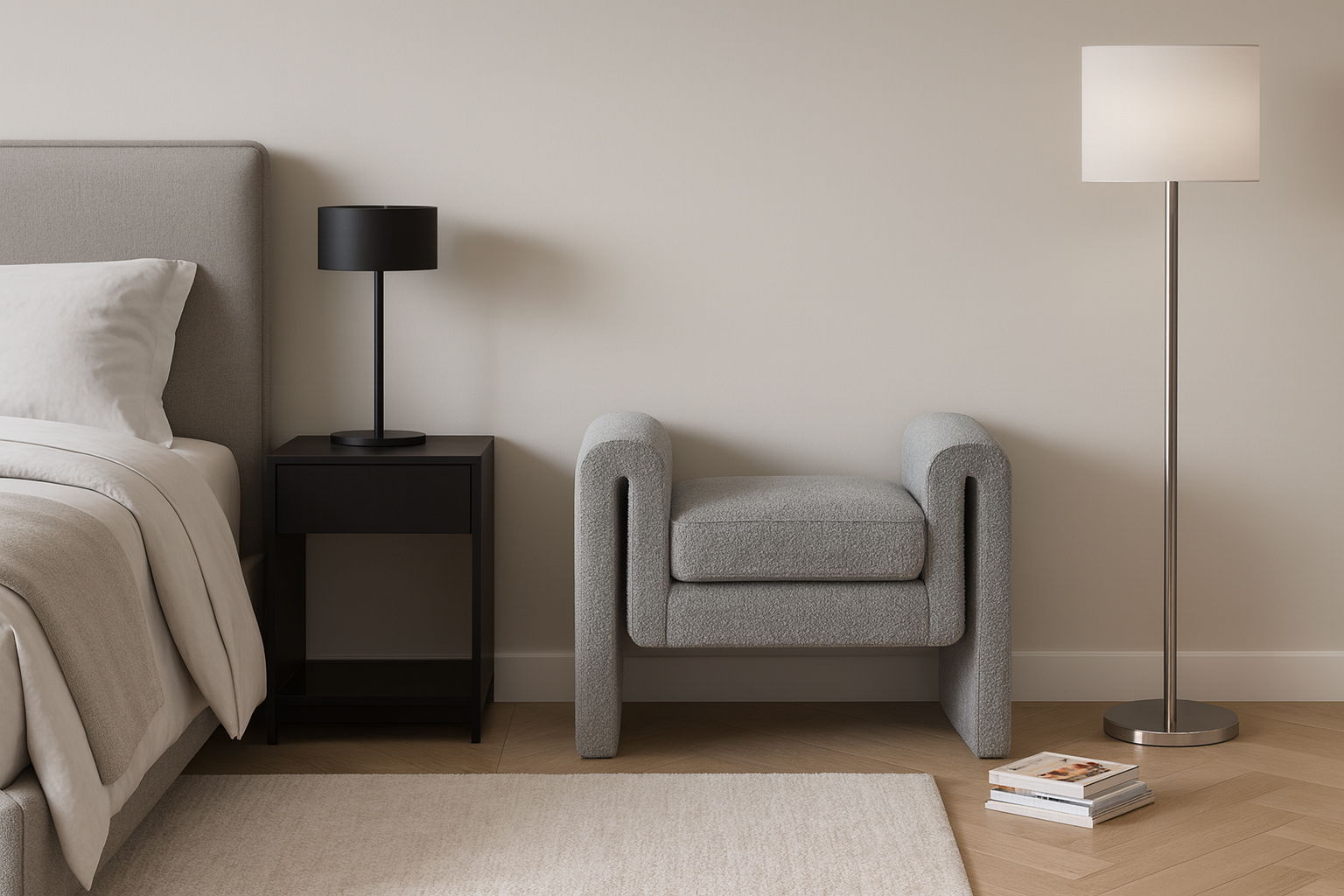 Stylus - Fabric Bench - Gray