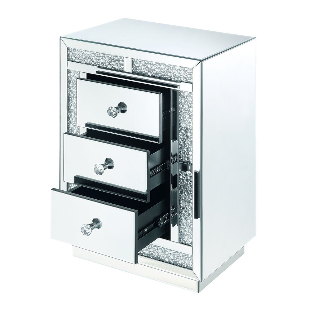 Mallika - Accent Table - Mirrored & Faux Crystals, silver, view 3