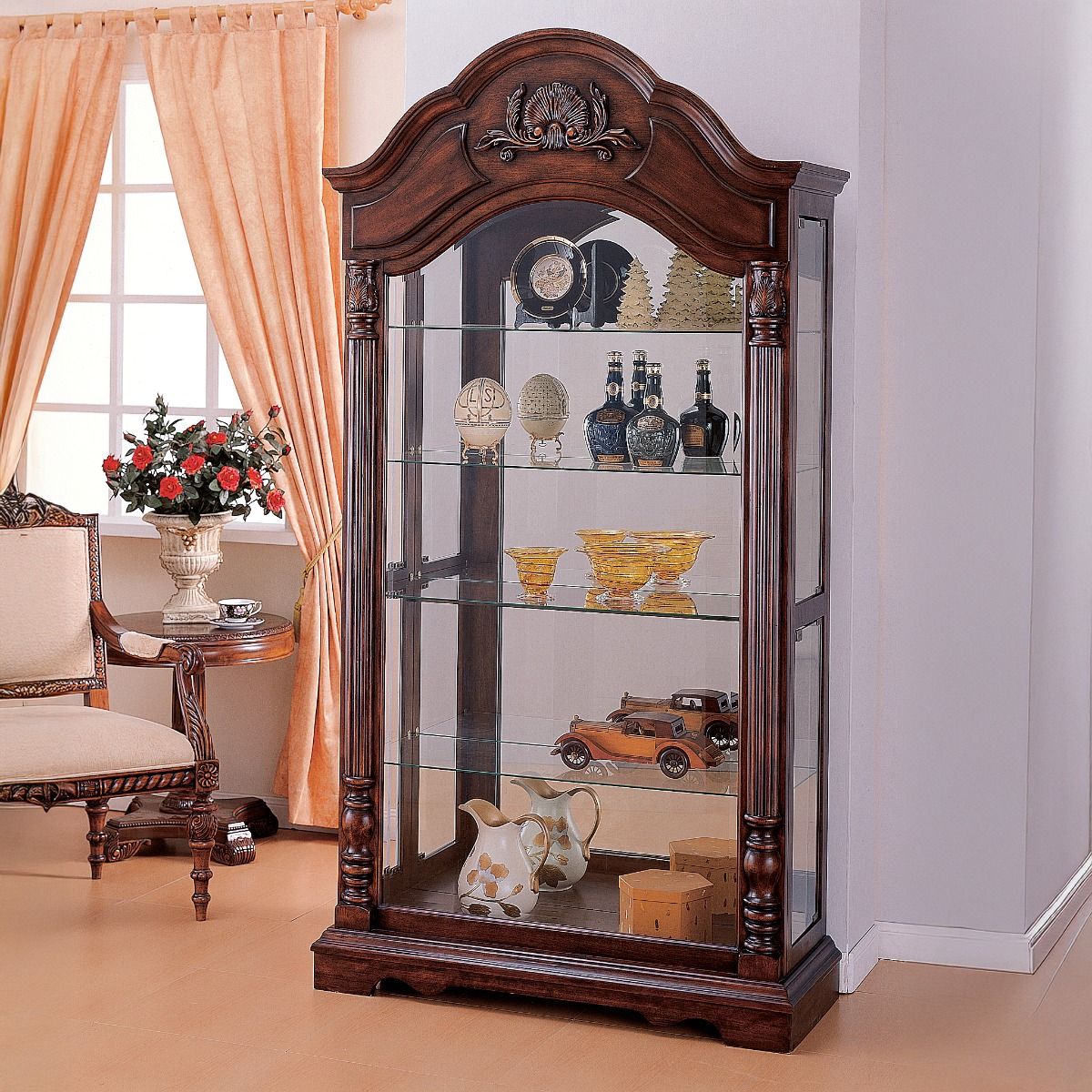 Denton - Curio Cabinet - Cherry, dark brown