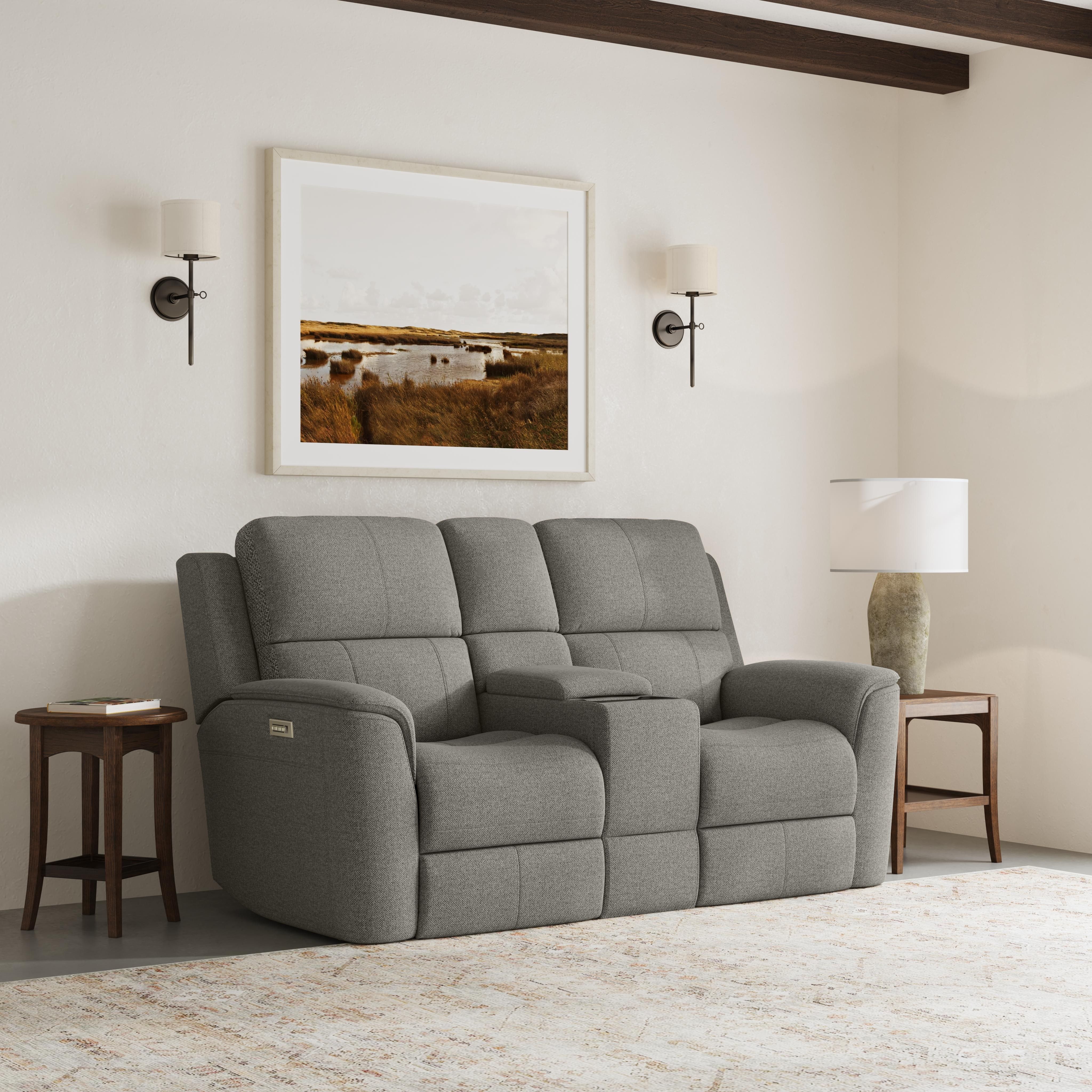 Henry - Power Reclining Loveseat With Console & Power Headrests & Lumbar - Fog, gray, view 5