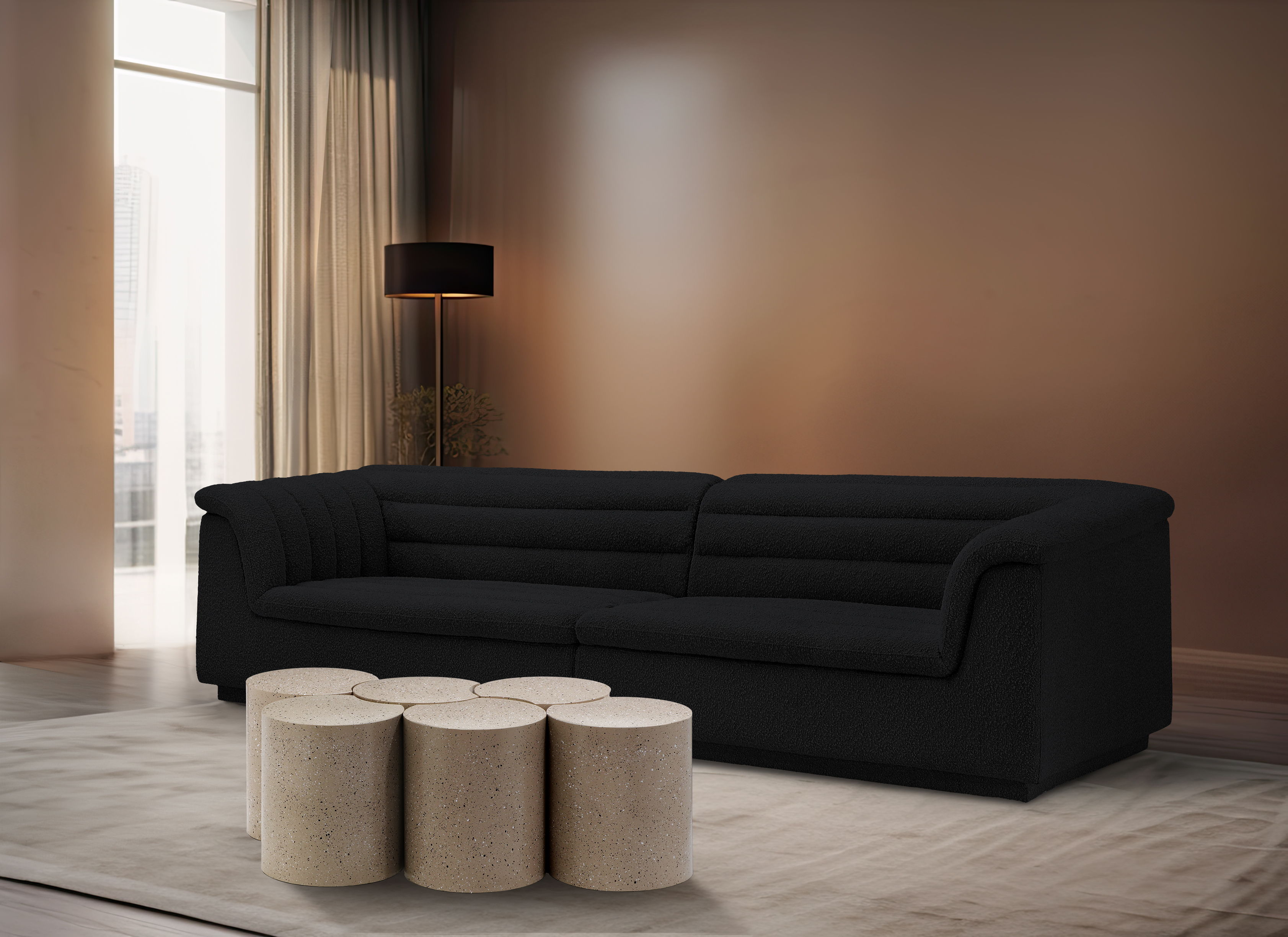 Dimple - 18" 6 Piece Modular Coffee Table - Taupe Terazzo