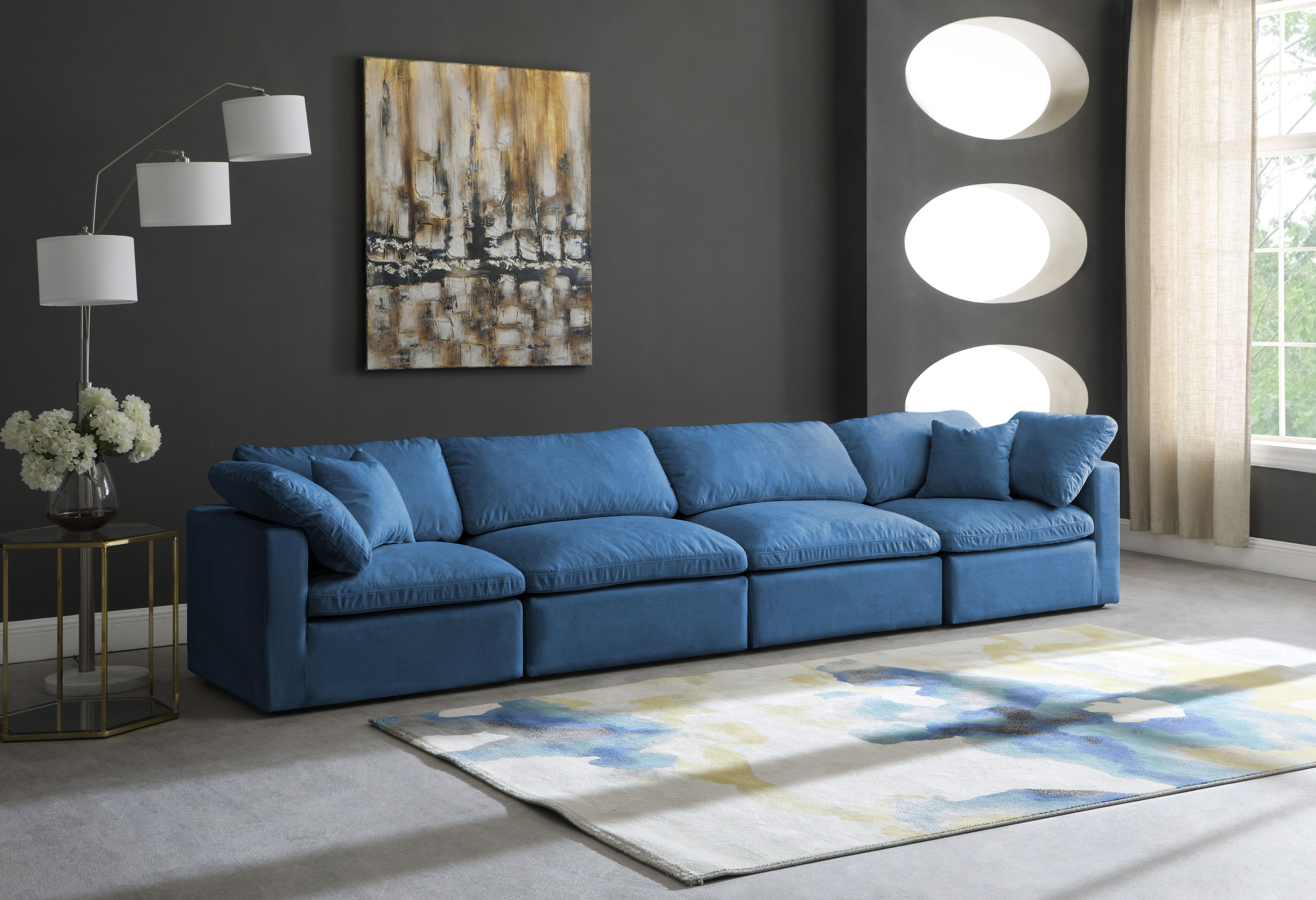 Plush - 4 Piece Modular Sofa - Navy