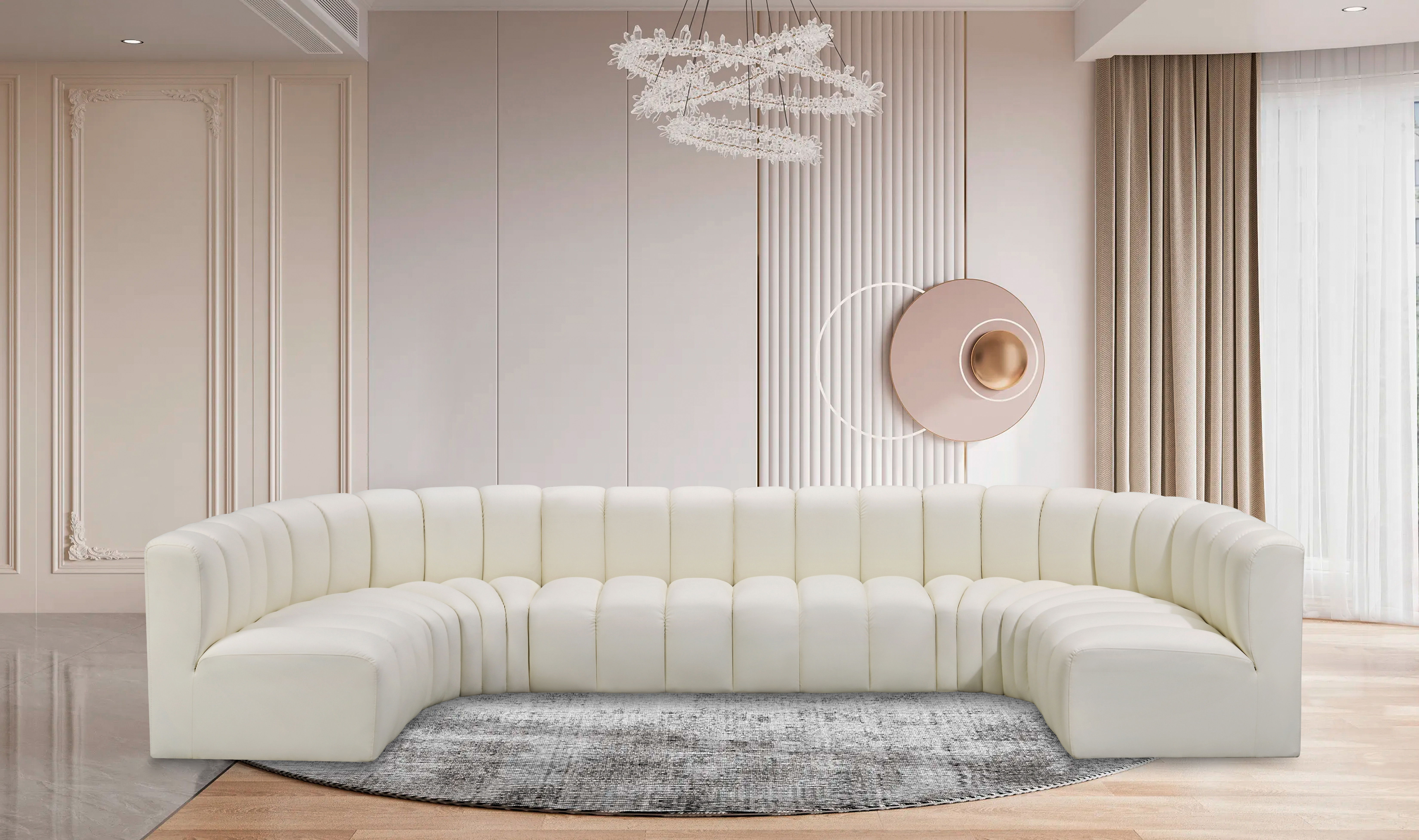 Arc - Faux Leather Modular U-Shaped Sectional - Cream