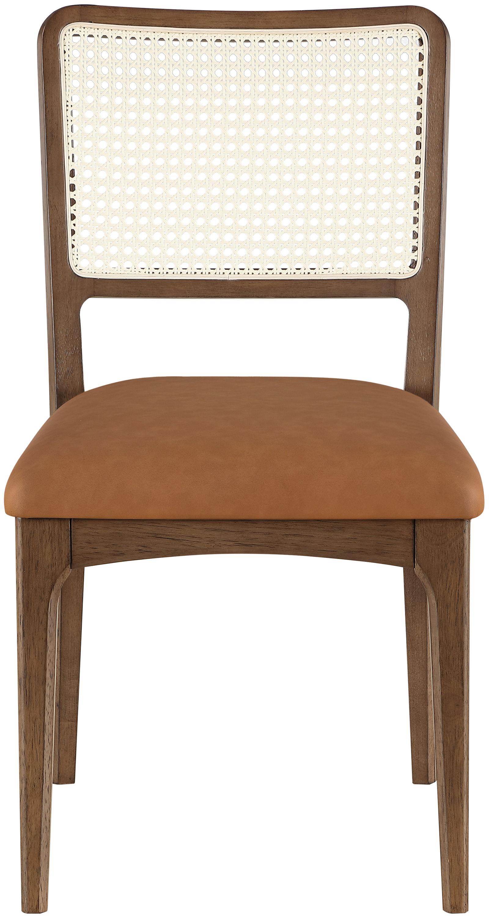 Atrium - Cane Back And Vegan Leather Upholstered Seat Dining Chair (Set of 2) - Cognac / Brushed Brown