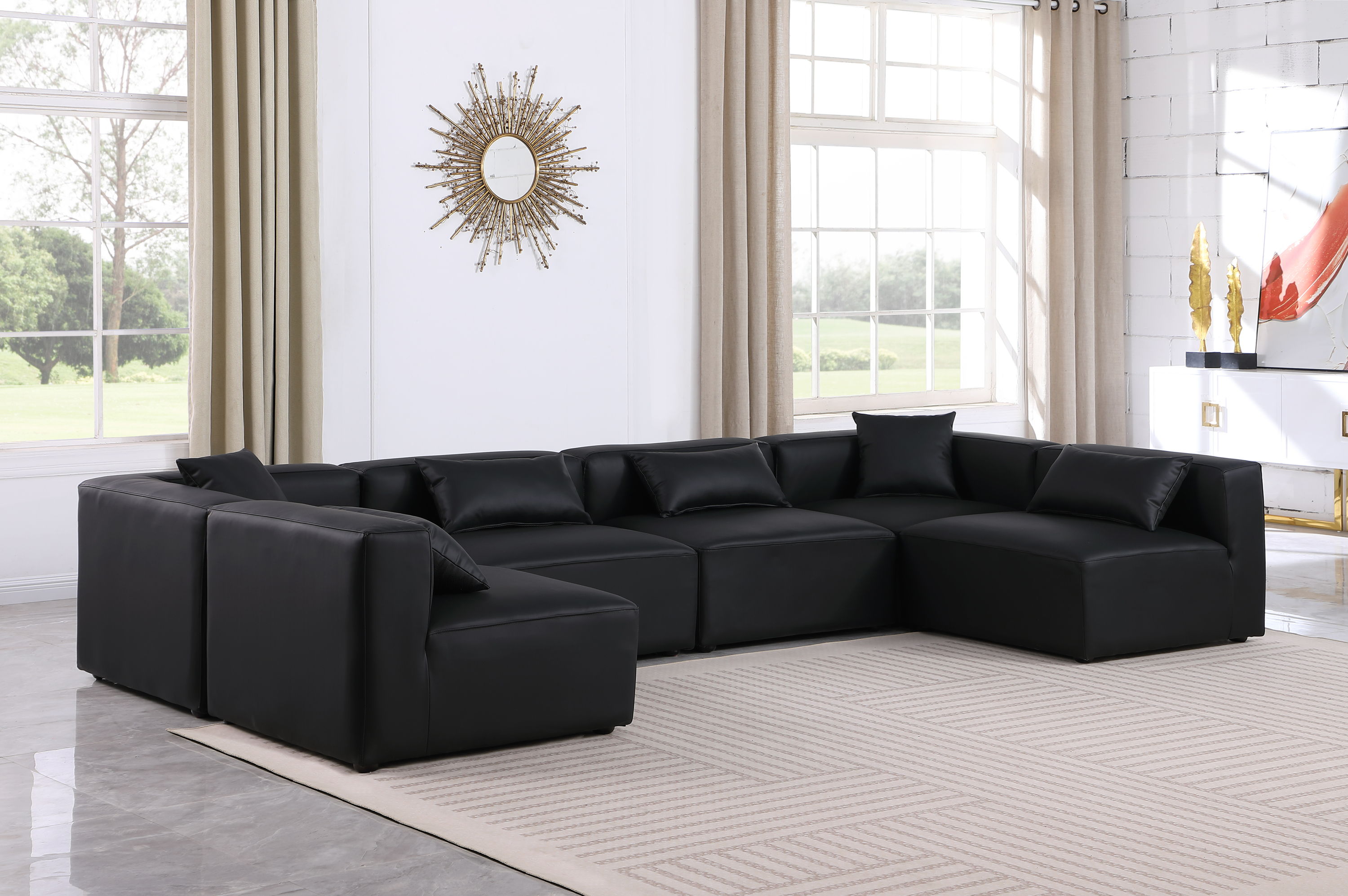 Cube - 6 Piece Modular Armless Sectional - Black