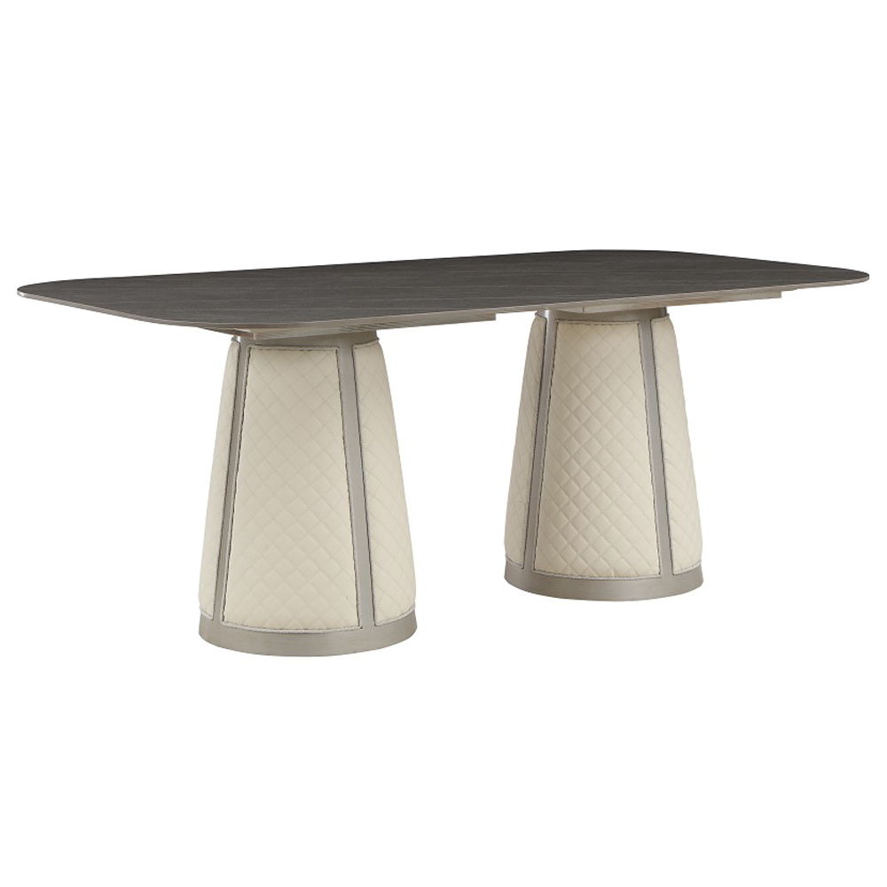 Kasa - Dining Table - Sintered Stone Top & Champagne, white, view 2