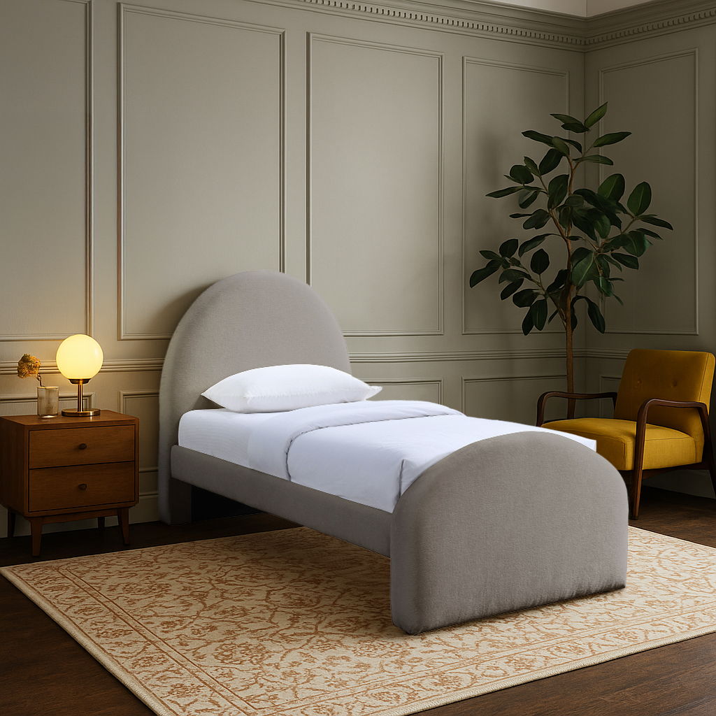 Andaz - Chenille Fabric Upholstered Twin Bed - Taupe