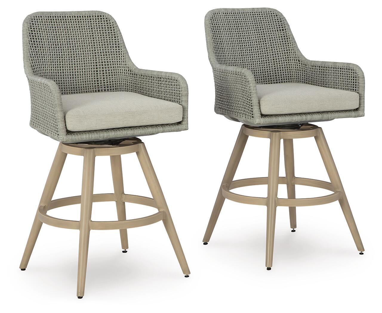 Seton Creek – Barstool With Cushion (Set of 2) – Beige / Gray