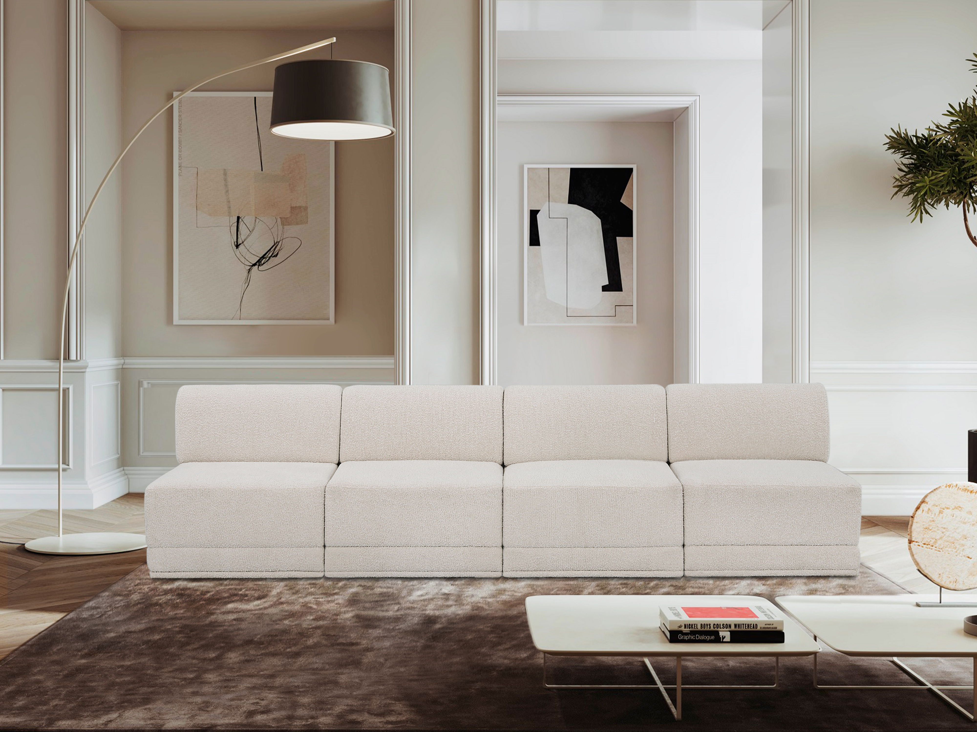 Ollie - 4 Piece Armless Modular Sofa - Cream