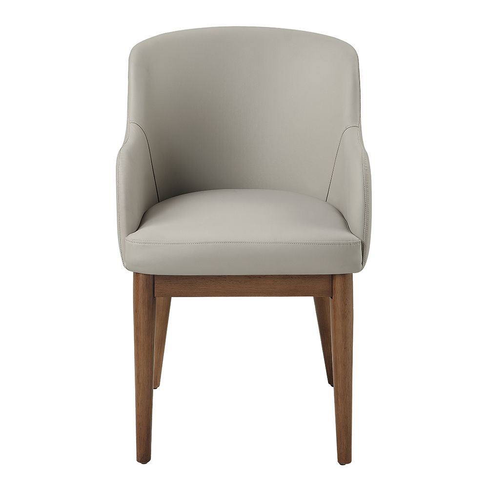 Harvey - Side Chair (Set of 2) - Synthetic Leather & Walnut, gray, view 3