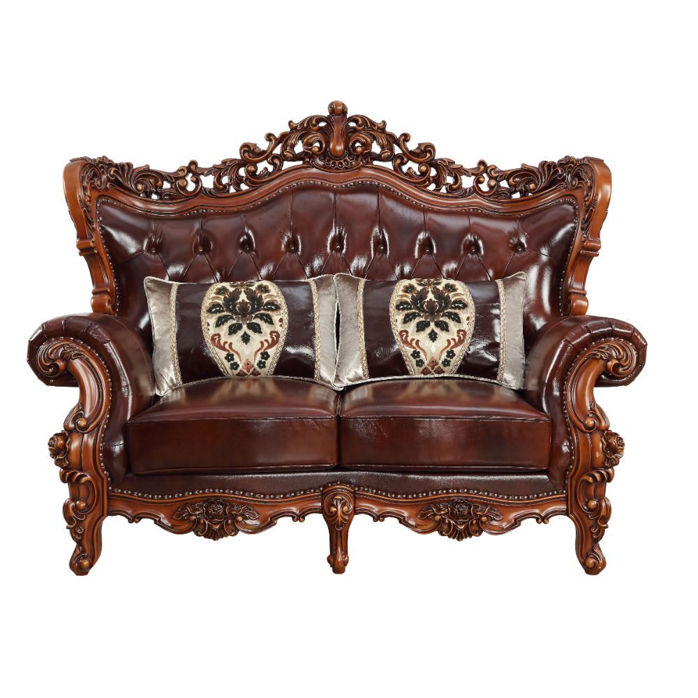 Eustoma - Loveseat - Cherry Top Grain Leather Match & Walnut, dark brown, view 2