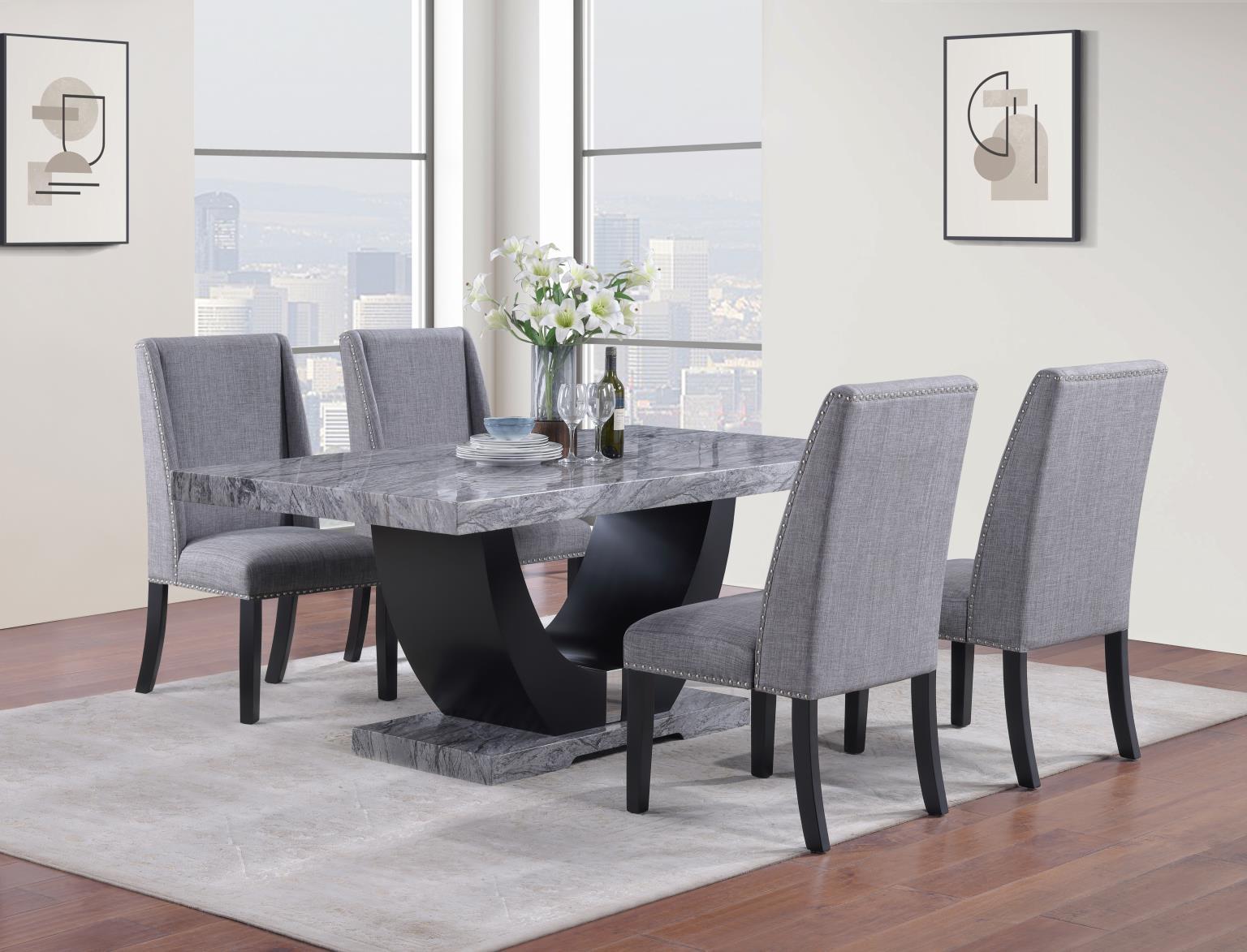D144 - 5 Piece Dining Room Set (Table, 4 Side Chairs) - Gray