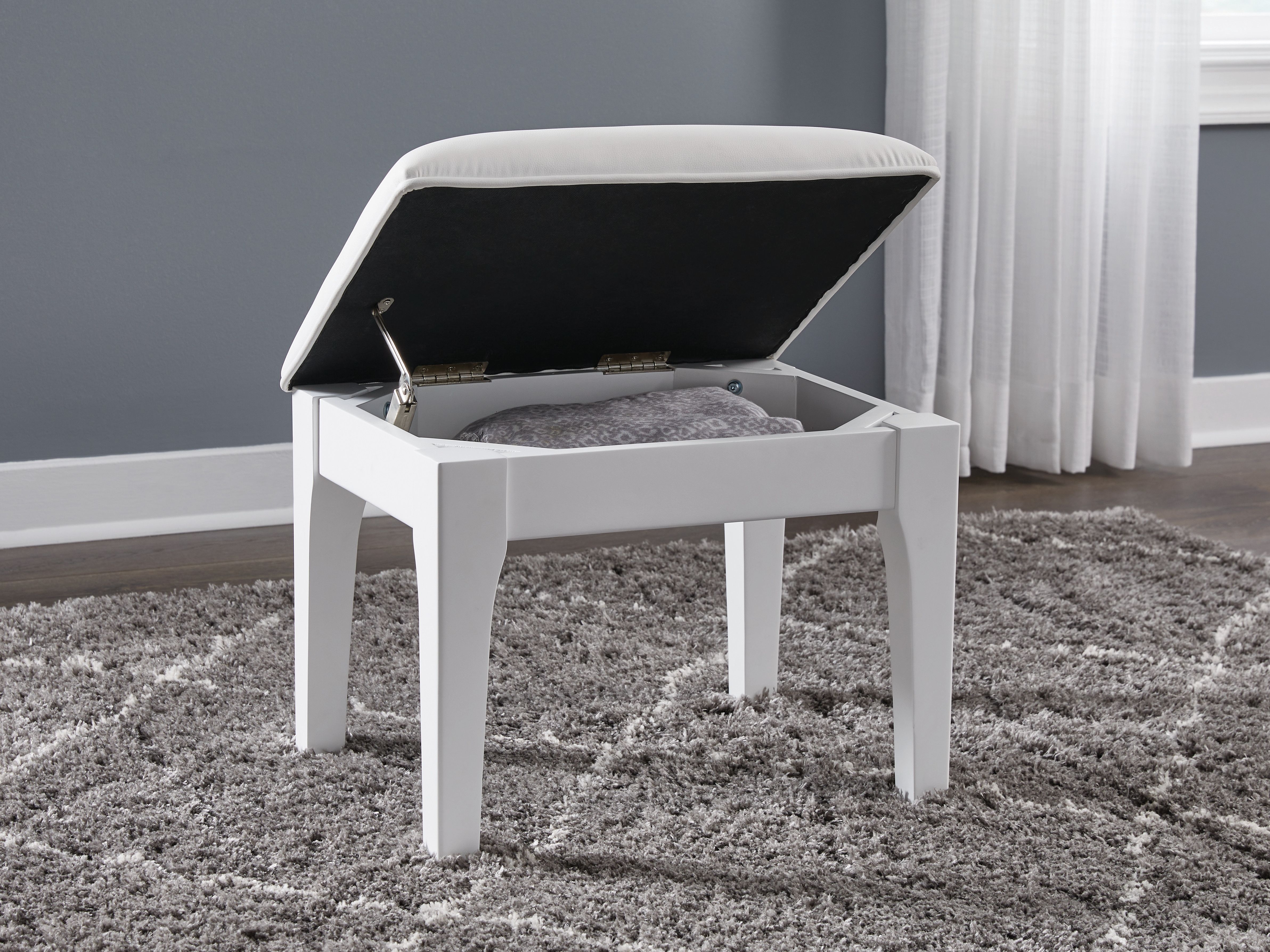 Ashley Furniture Chalanna - Vanity Stool - White - Image 6