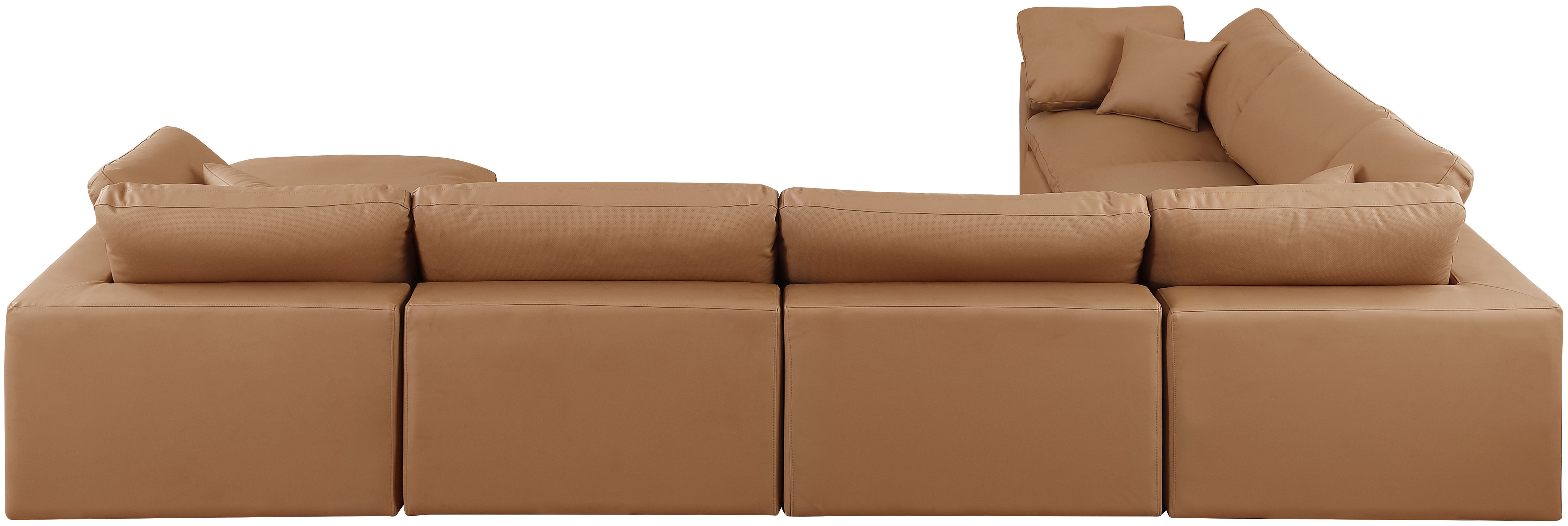 Comfy - 7 Piece Faux Leather Modular Sectional With Chaise - Cognac