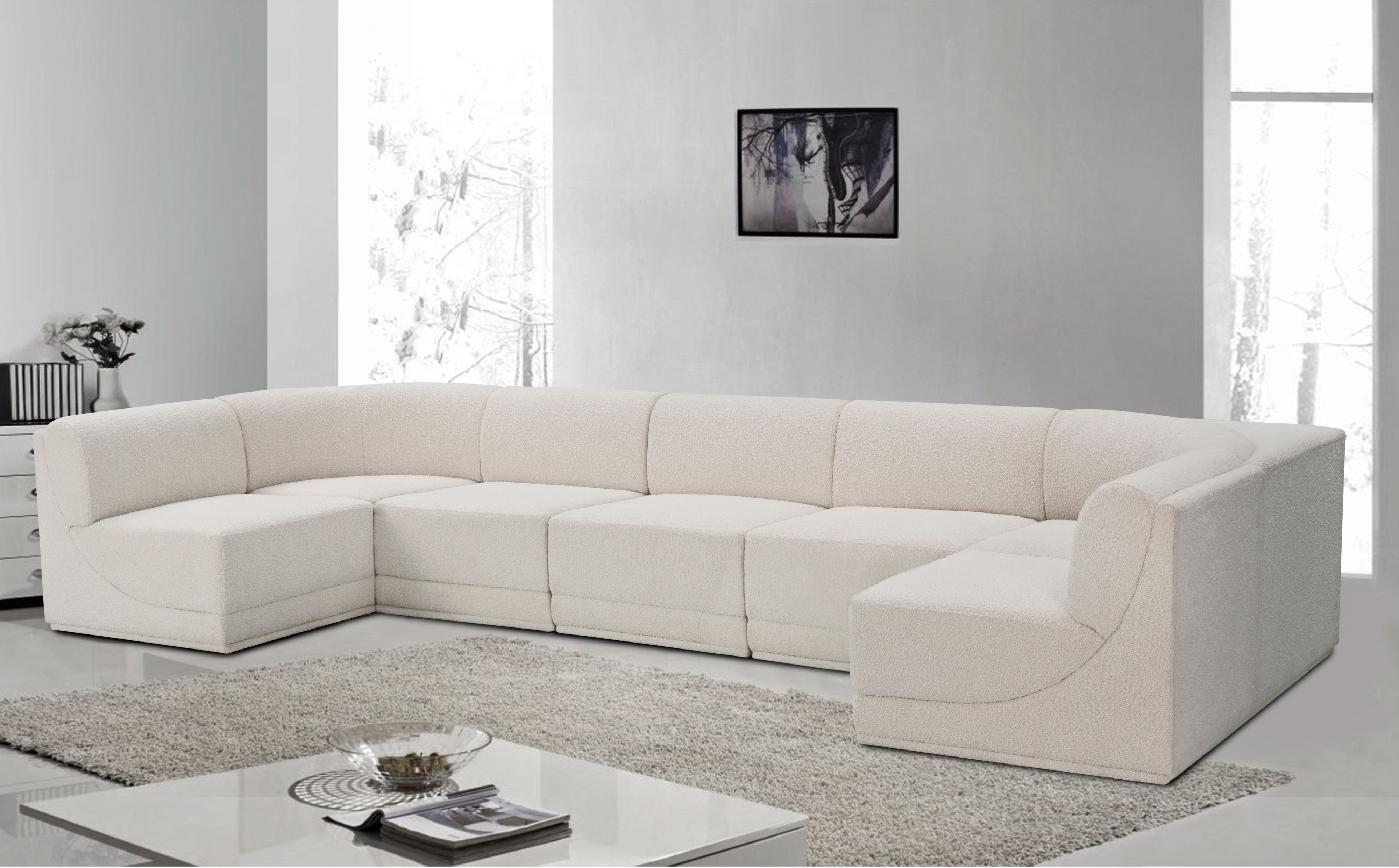 Ollie - 7 Piece Modular U-Shaped Sectional - Cream