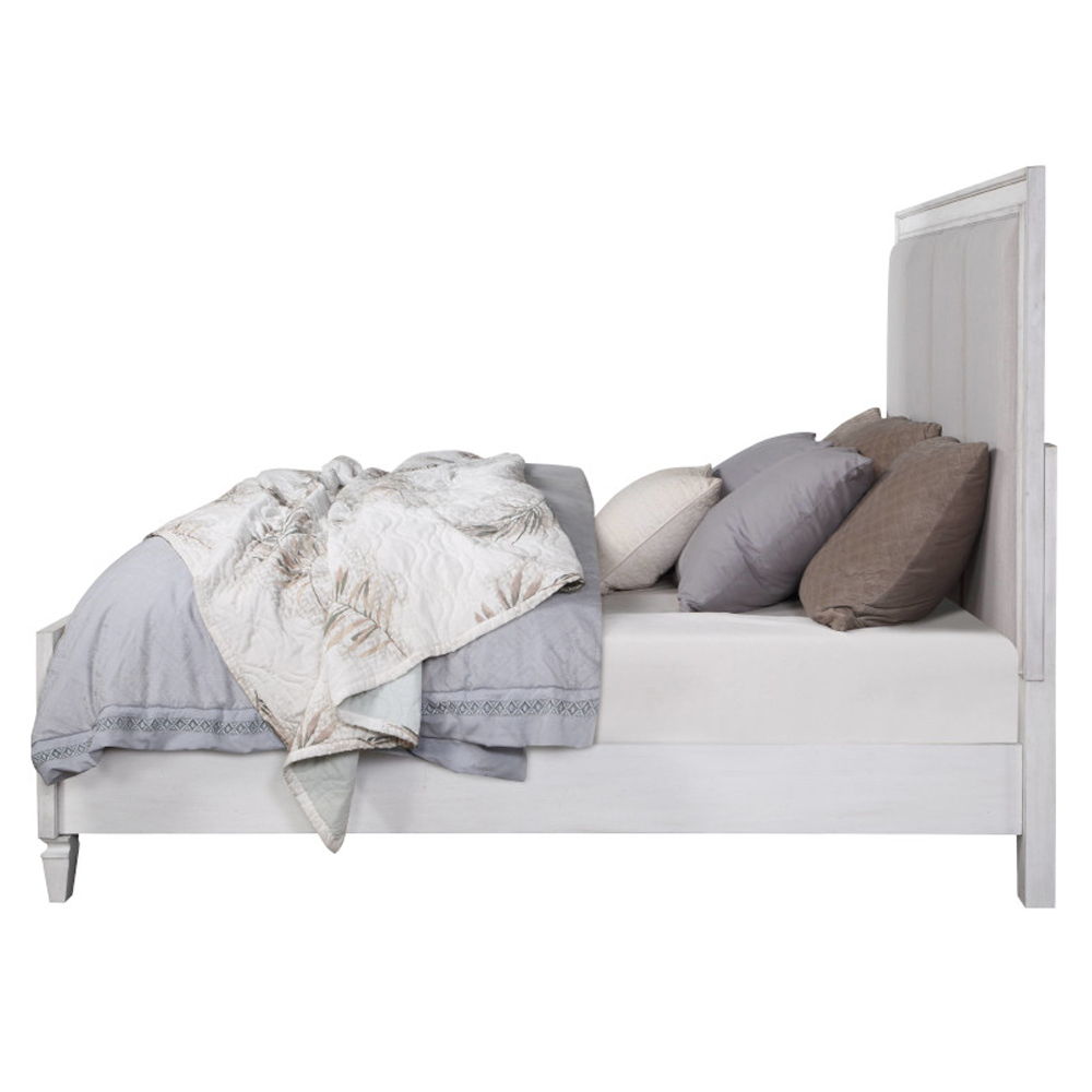 Katia - Queen Bed - Light Gray Linen, Rustic Gray & Weathered White, white, view 3