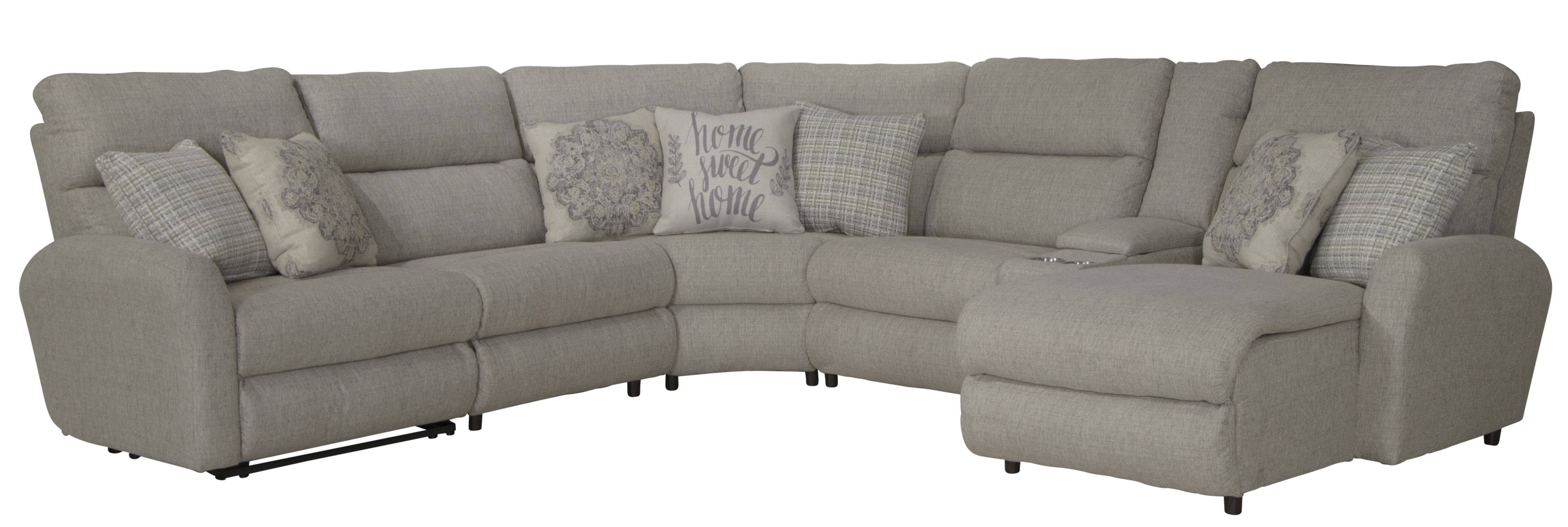 McPherson - 6 Piece Power Reclining Sectional With RSF Lay-Back Chaise And 1 Lay-Flat Reclining Seat - Beige