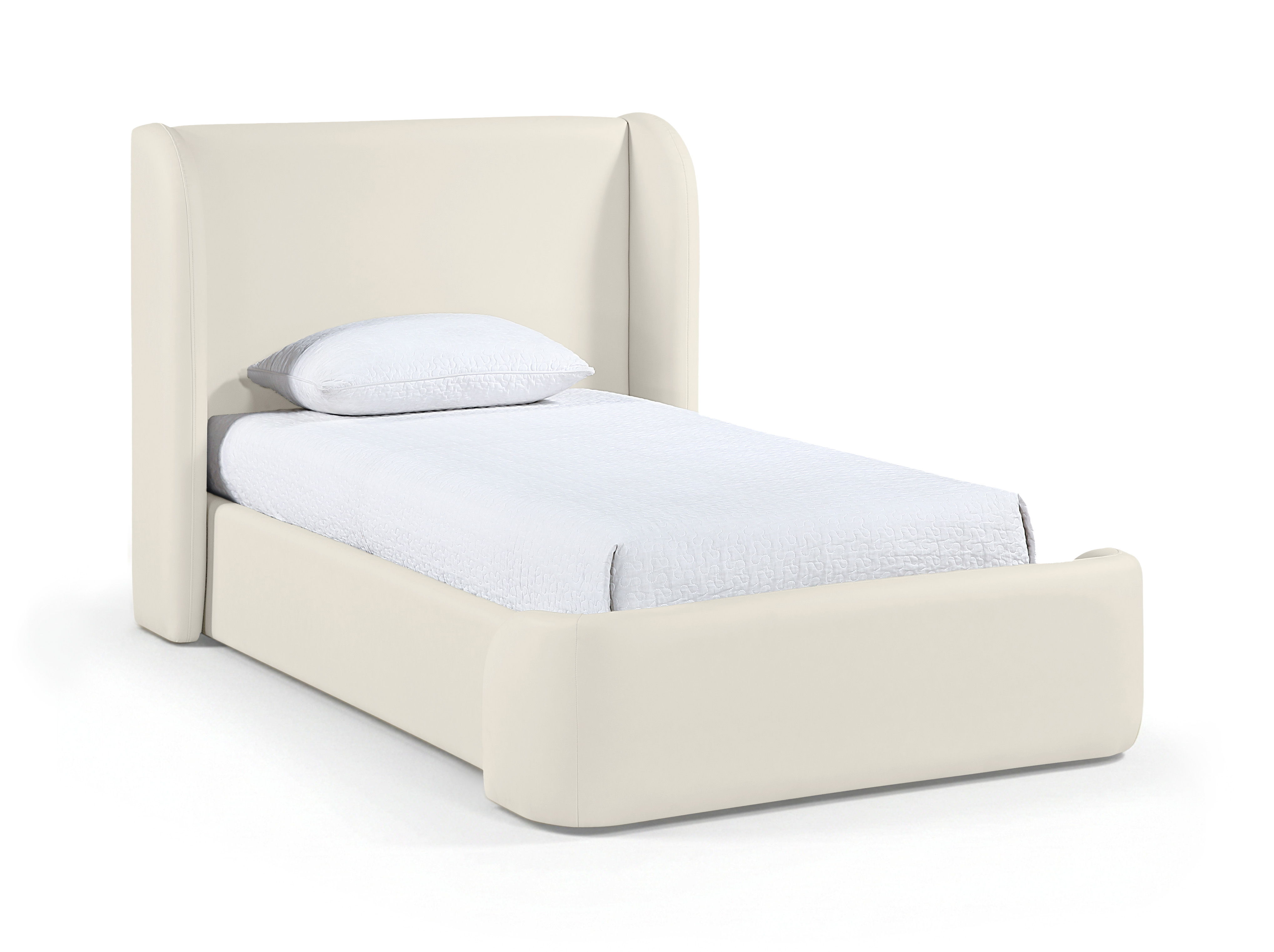 Warby - Vegan Leather Upholstered Twin Bed - Cream