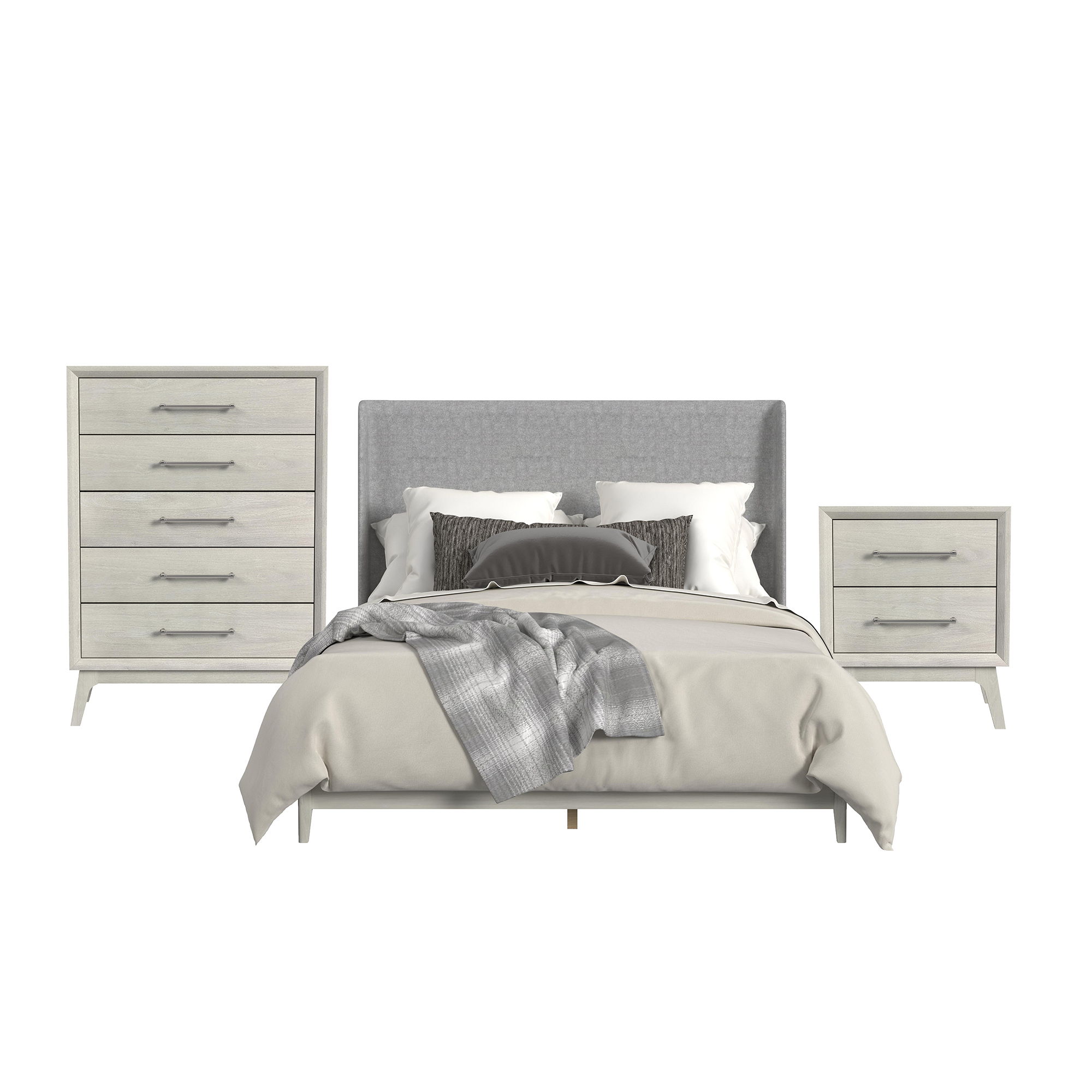 King · 3 Pc · Bedroom Set With Fabric