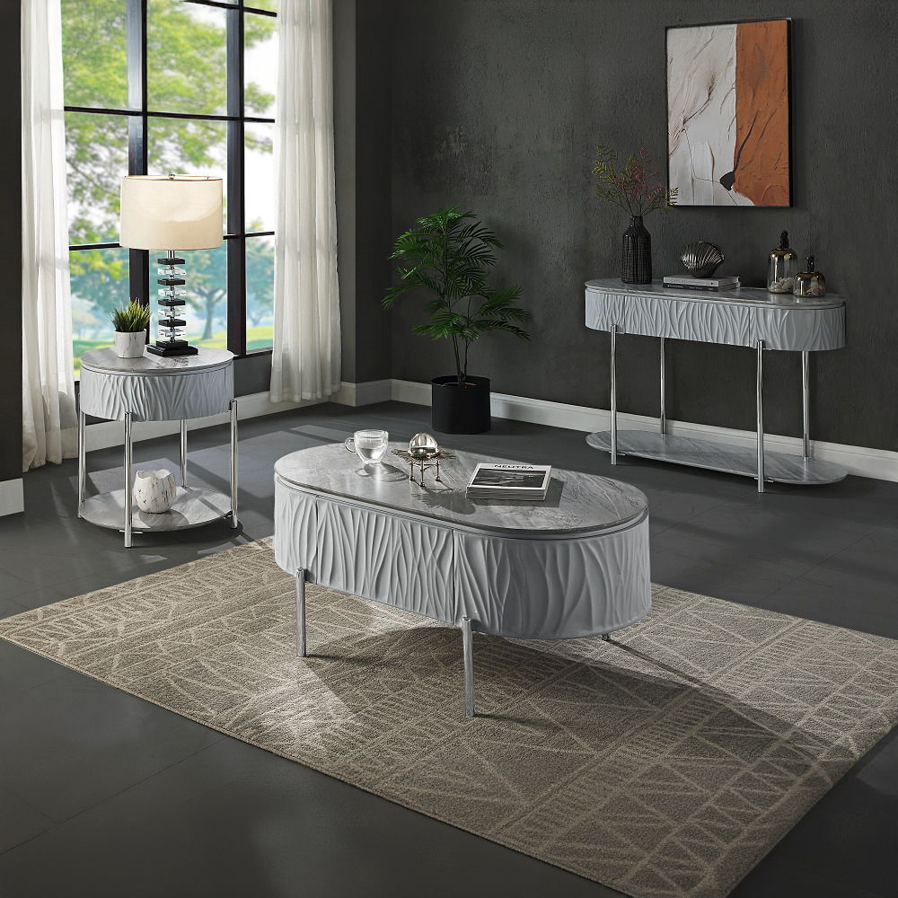 Yukino - Coffee Table - Gray High Gloss & Chrome, gray, view 6