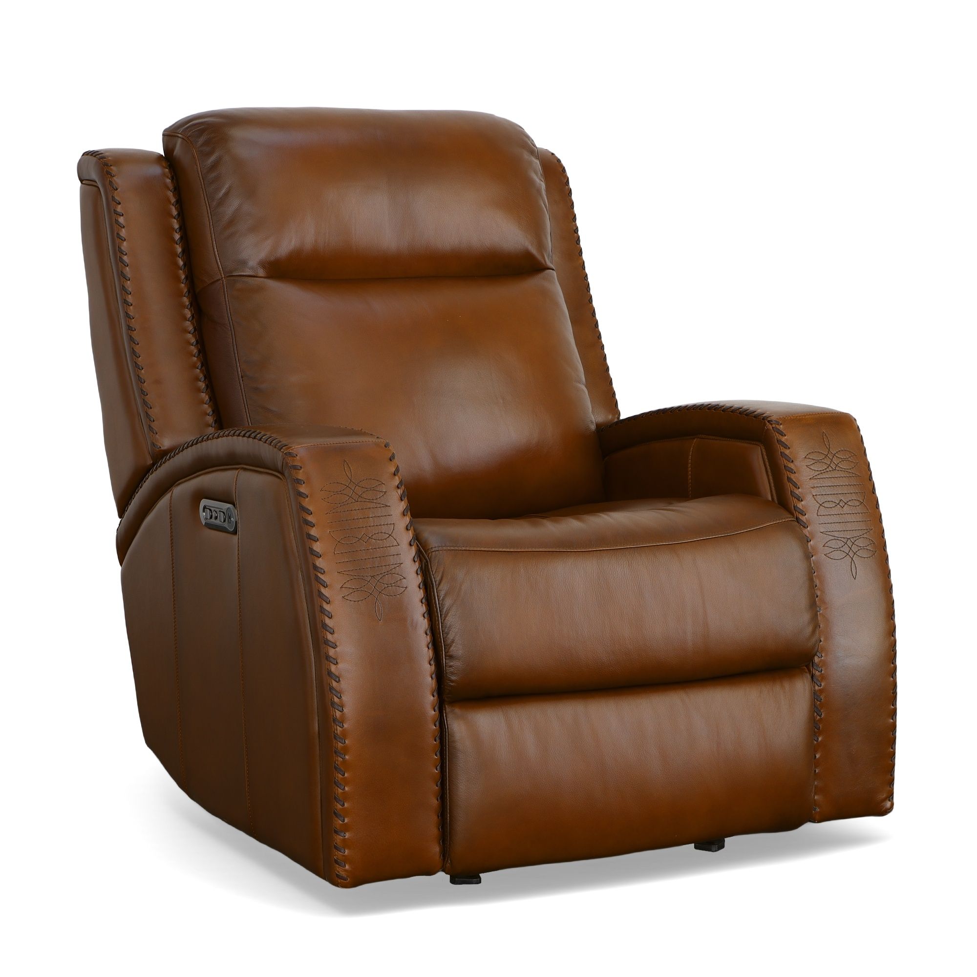 Mustang - Power Gliding Recliner With Power Headrest - Rust, light brown