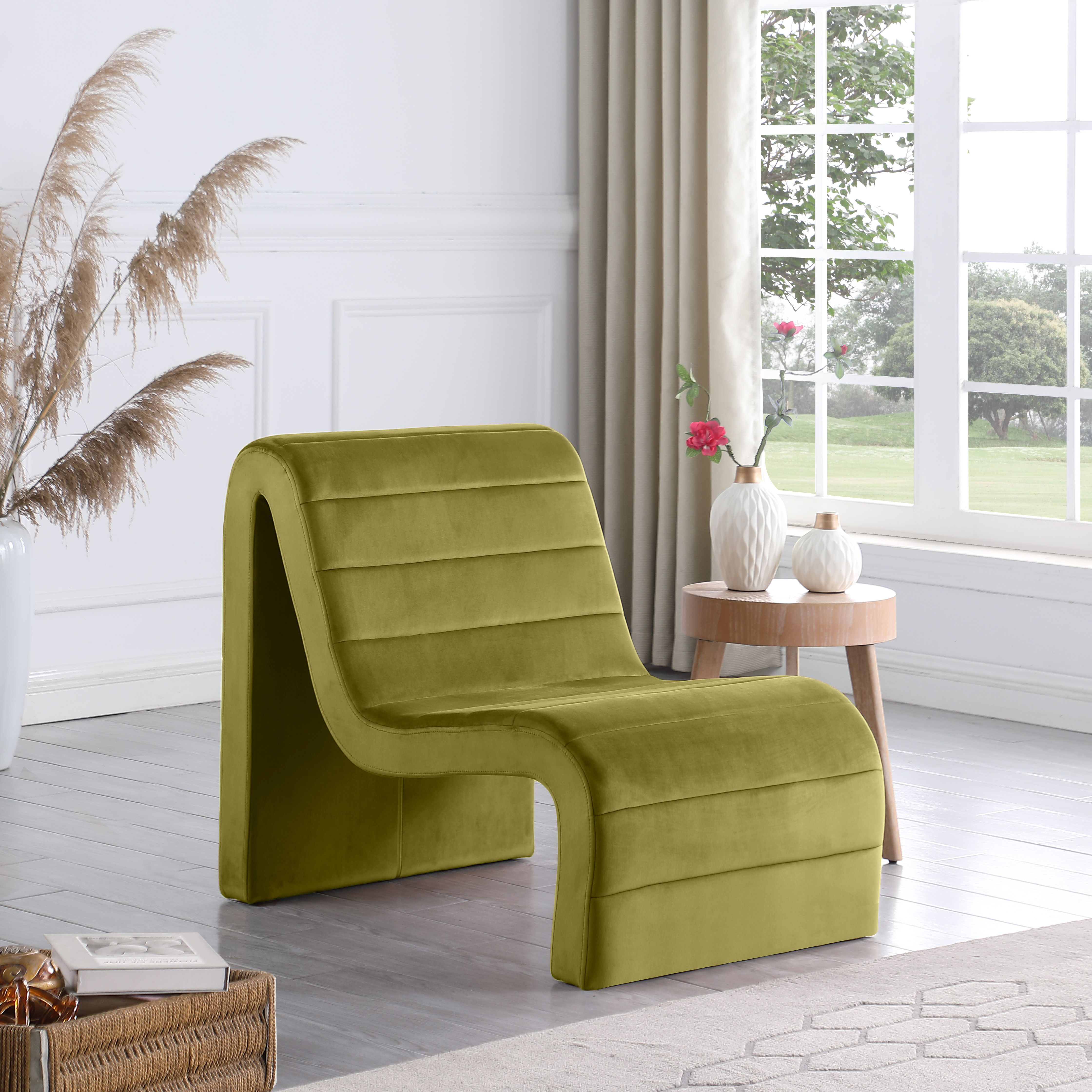 Ivy - Velvet Accent Chair - Olive