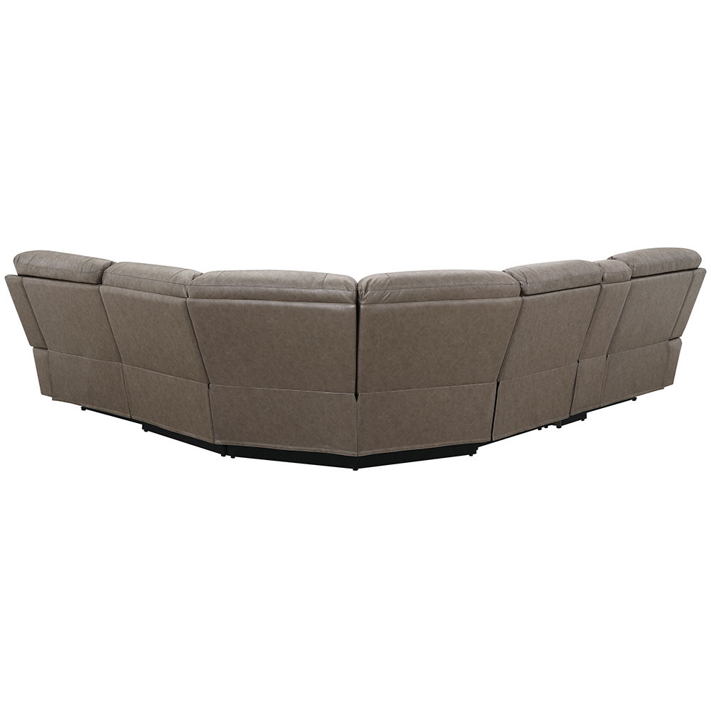 Kantu - Motion Sectional Sofa - Brown Synthetic Leather, dark gray, view 3