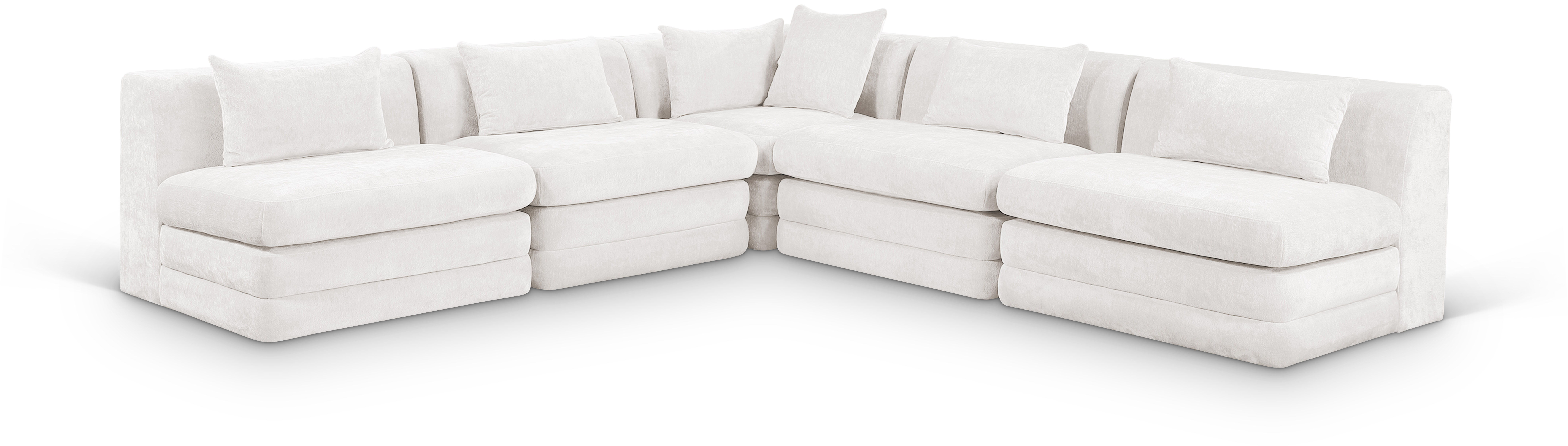 5 Pc · Chenille Fabric 114" Upholstered Modular Sectional