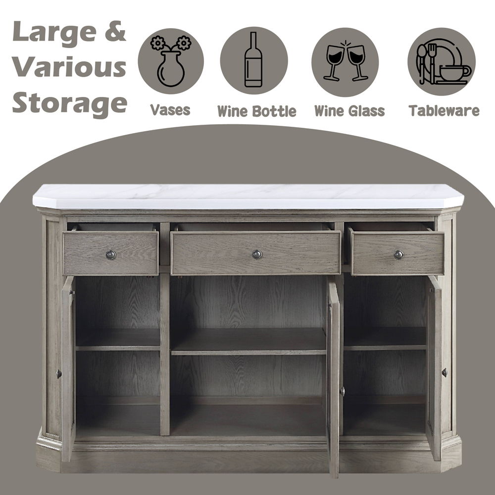 Zumala - Server - Marble Top & Weathered Oak, light brown, view 6